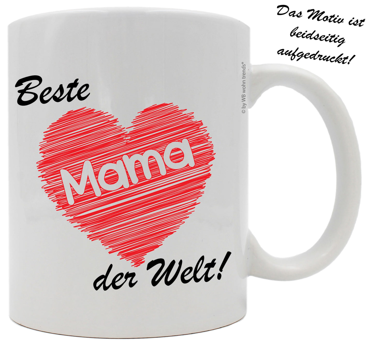 Tasse mit beidseitigem Motiv, Beste Mama der Welt, Farbe: weiß, Kaffee-Becher mit Motiv