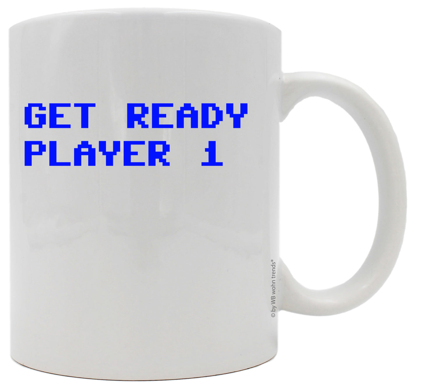 Tasse mit beidseitigem Motiv, Get Ready Player 1, Farbe: weiß, Kaffee-Becher mit Motiv