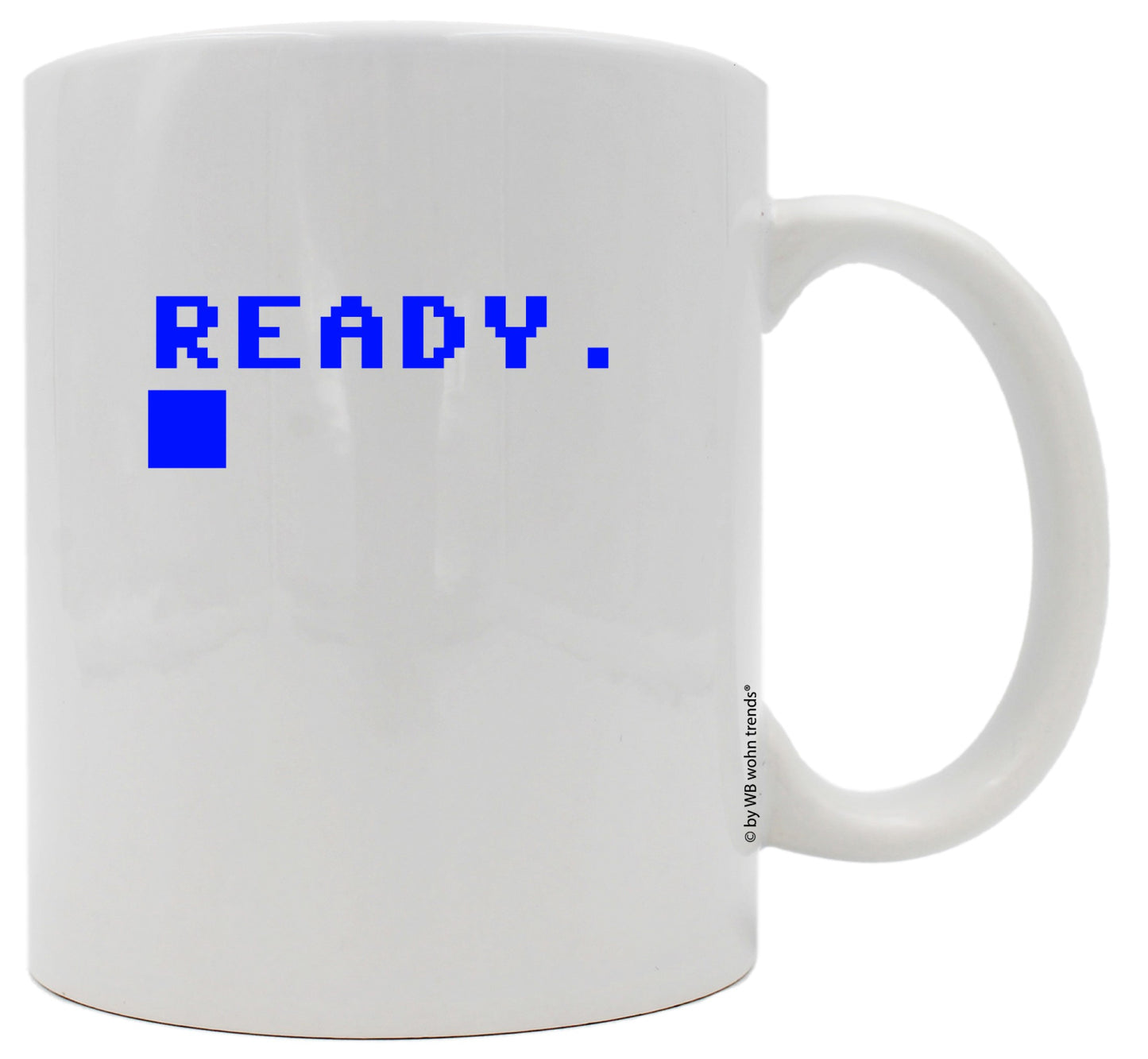 Tasse mit beidseitigem Motiv, Ready Cursor / Basic Start-Bildschirm, Farbe: weiß, Kaffee-Becher mit Motiv