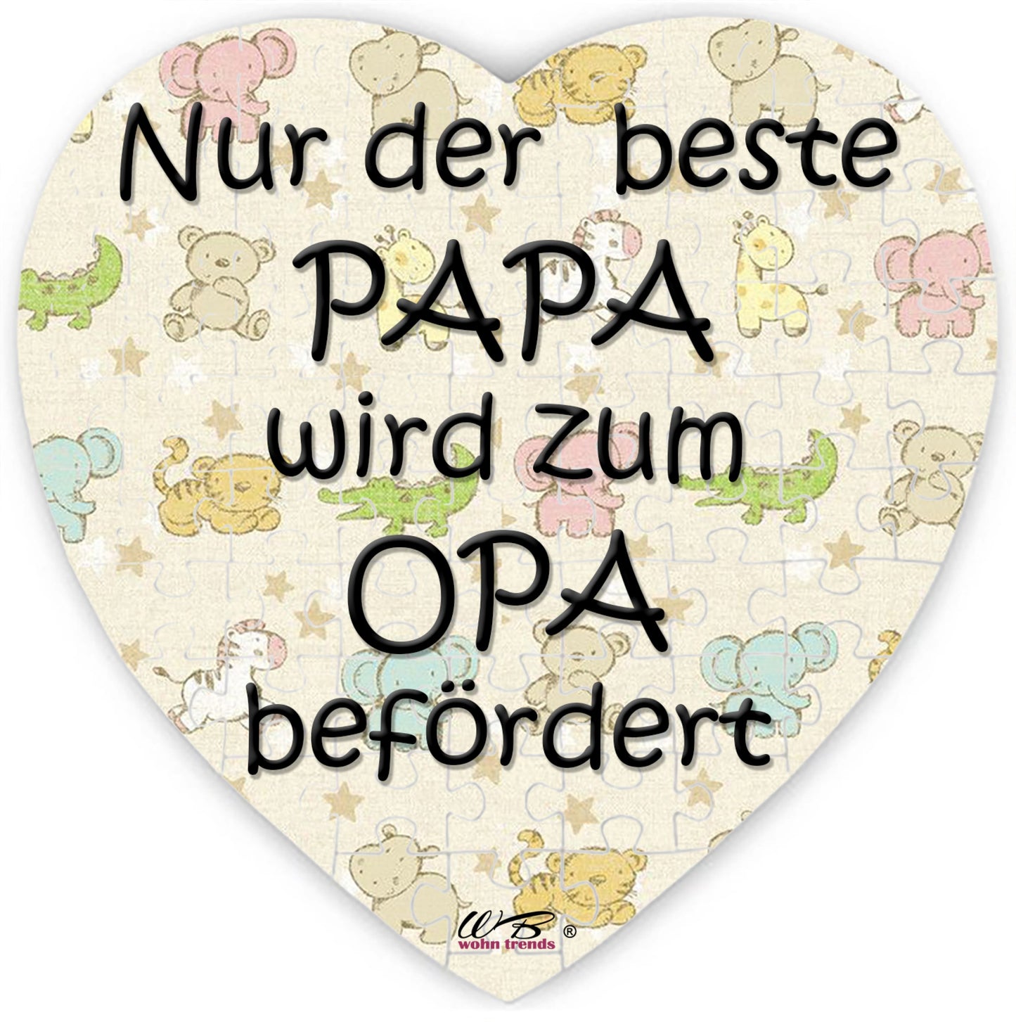 Puzzle-Botschaft Herz, Nur der beste Papa wird zum Opa befördert - bunt, 75 Teile 19x19cm inkl. Geschenk-Beutel, WB wohn trends®