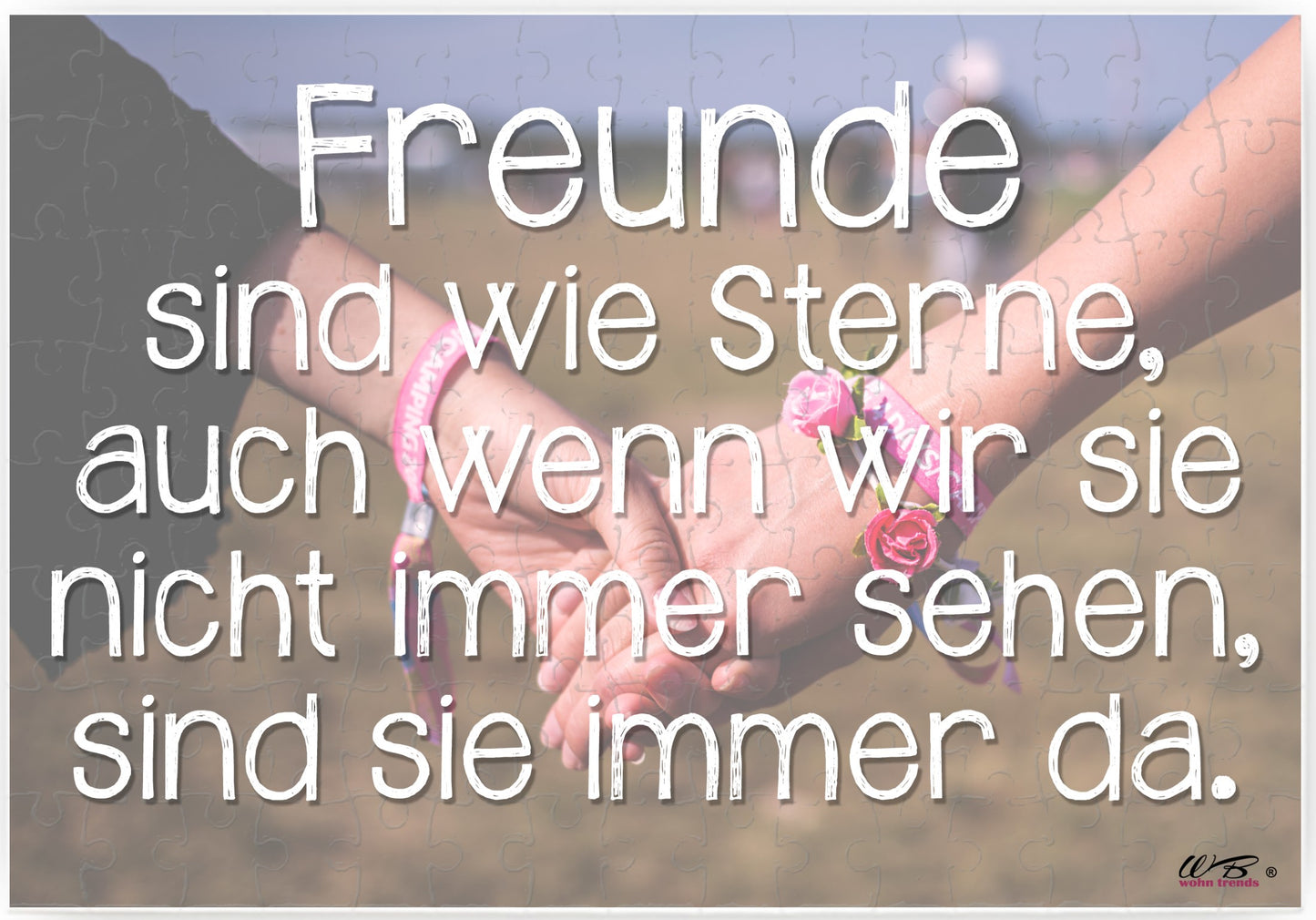 Puzzle-Botschaft eckig, Freunde sind wie Sterne - Hände, 120 Teile 27x18cm inkl. Geschenk-Beutel, WB wohn trends®