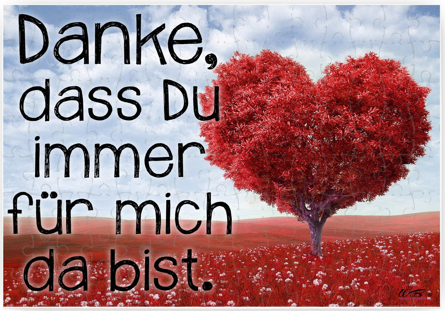 Puzzle-Botschaft eckig, Danke, dass Du immer für mich da bist - Herz/Baum, 120 Teile 27x18cm inkl. Geschenk-Beutel, WB wohn trends®
