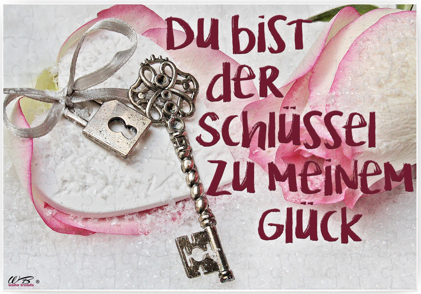 Puzzle-Botschaft eckig, Du bist der Schlüssel zu meinem Glück - Schlüssel, 120 Teile 27x18cm inkl. Geschenk-Beutel, WB wohn trends®