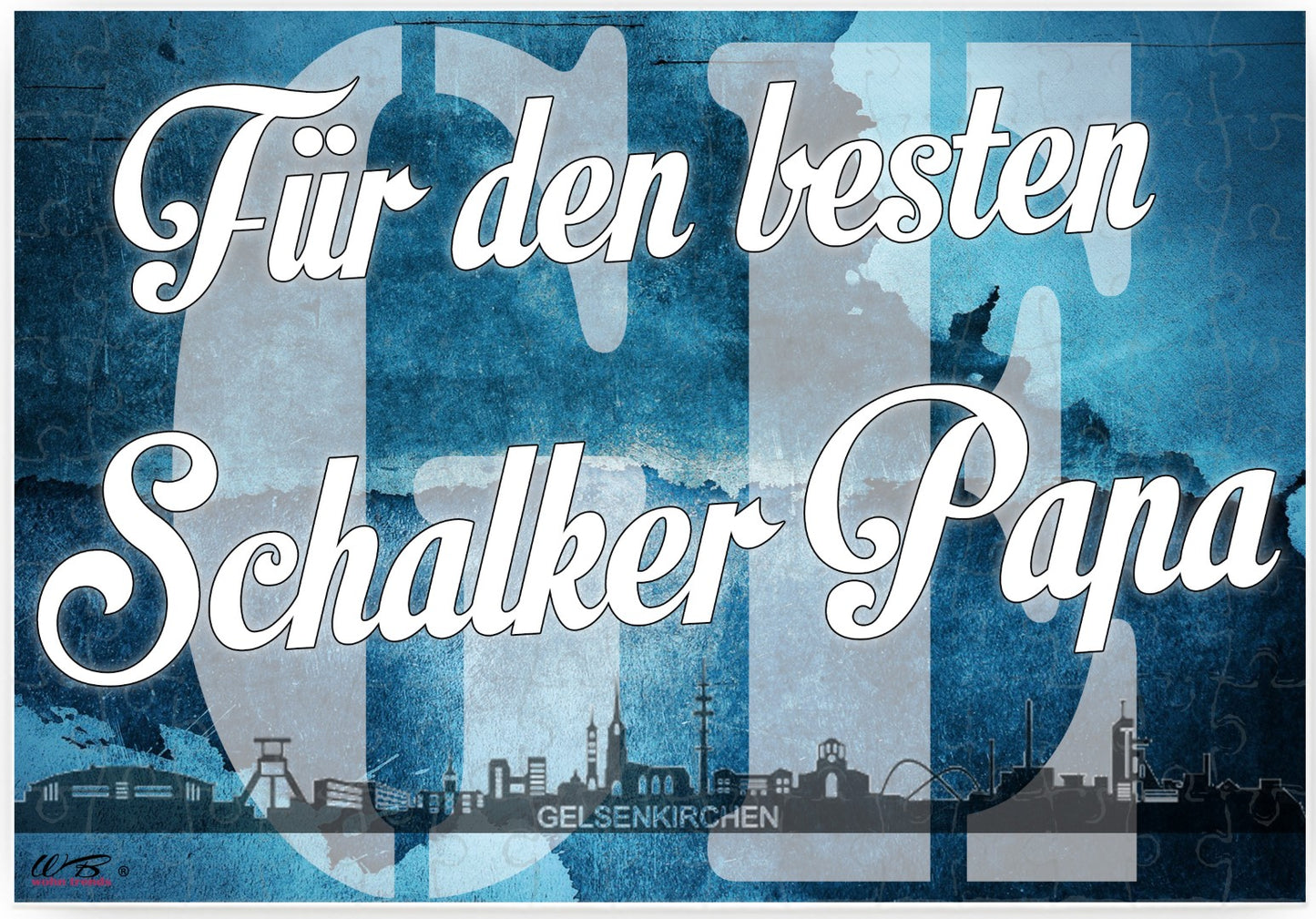 Puzzle-Botschaft eckig, Für den besten Schalker Papa - Gelsenkirchen, 120 Teile 27x18cm inkl. Geschenk-Beutel, WB wohn trends®