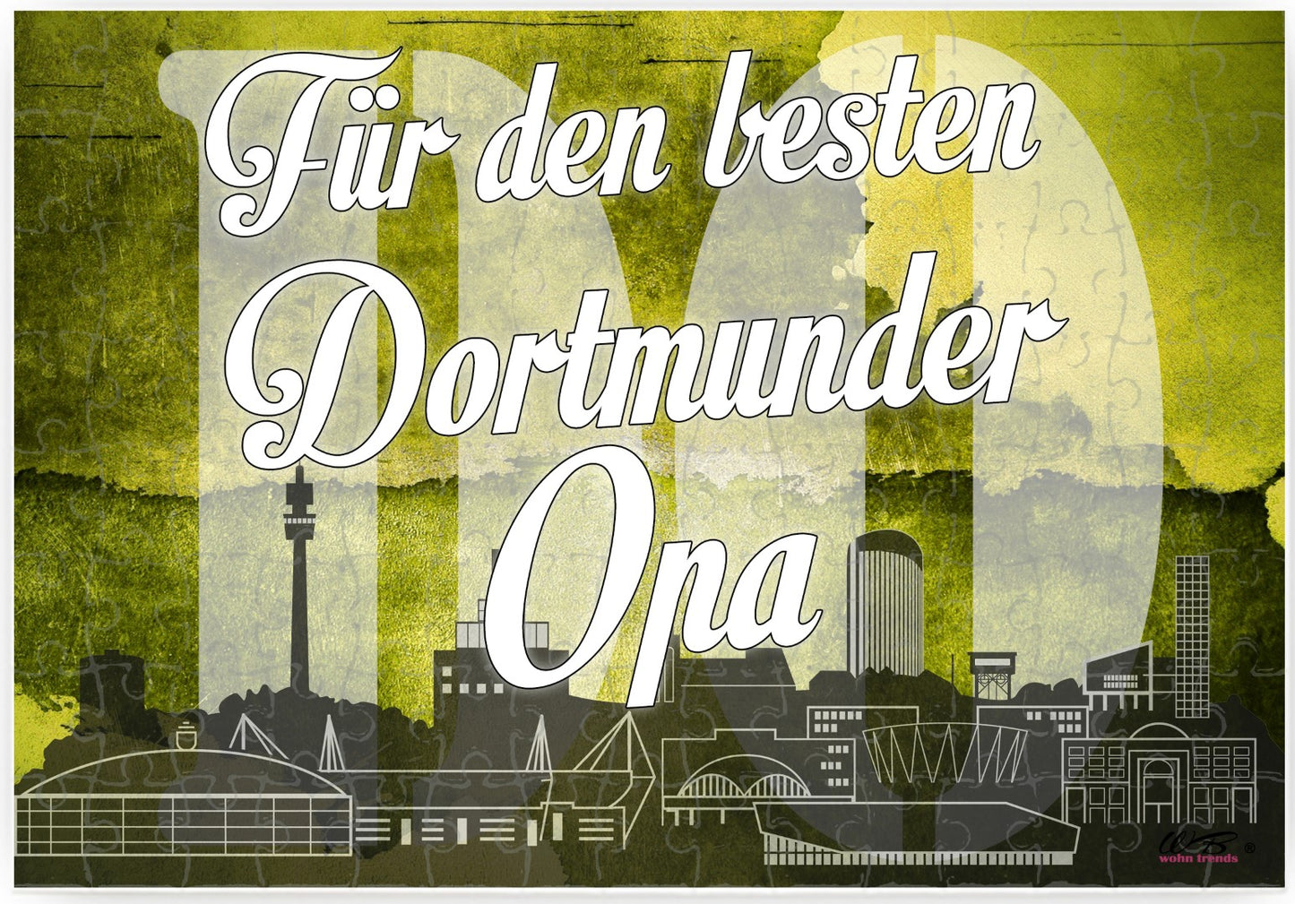 Puzzle-Botschaft eckig, Für den besten Dortmunder Opa - Gelsenkirchen, 120 Teile 27x18cm inkl. Geschenk-Beutel, WB wohn trends®