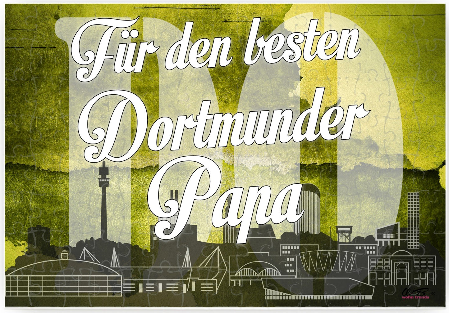 Puzzle-Botschaft eckig, Für den besten Dortmunder Papa - Dortmund, 120 Teile 27x18cm inkl. Geschenk-Beutel, WB wohn trends®