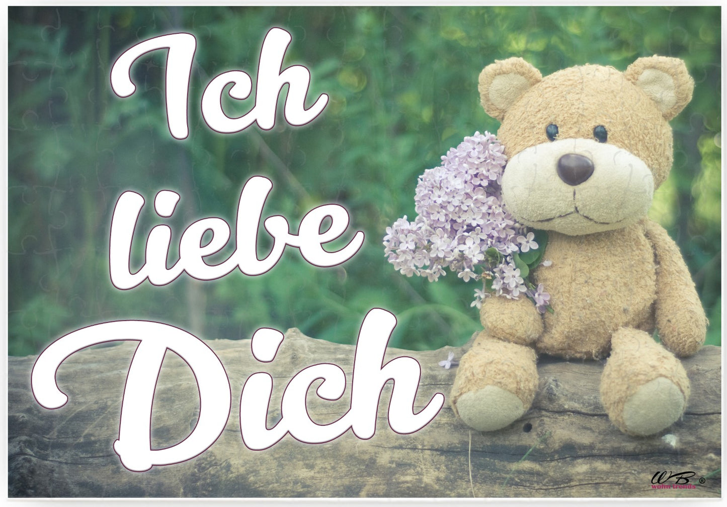 Puzzle-Botschaft eckig, Ich liebe Dich - Teddy Bär, 120 Teile 27x18cm inkl. Geschenk-Beutel, WB wohn trends®