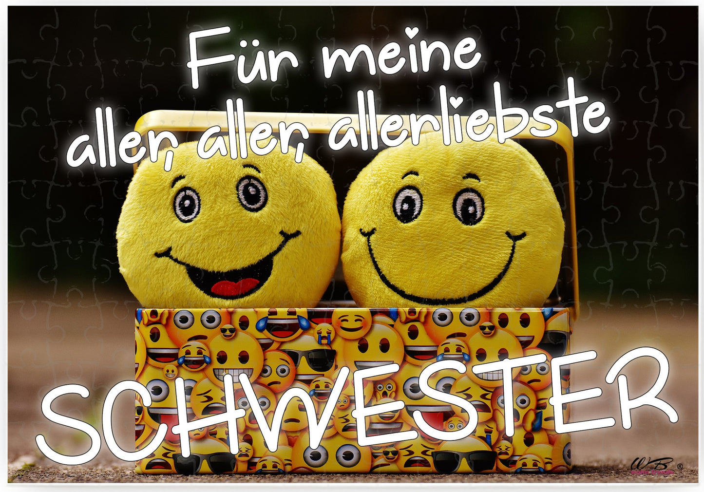Puzzle-Botschaft eckig, Für meine aller-liebste Schwester, 120 Teile 27x18cm inkl. Geschenk-Beutel, WB wohn trends®