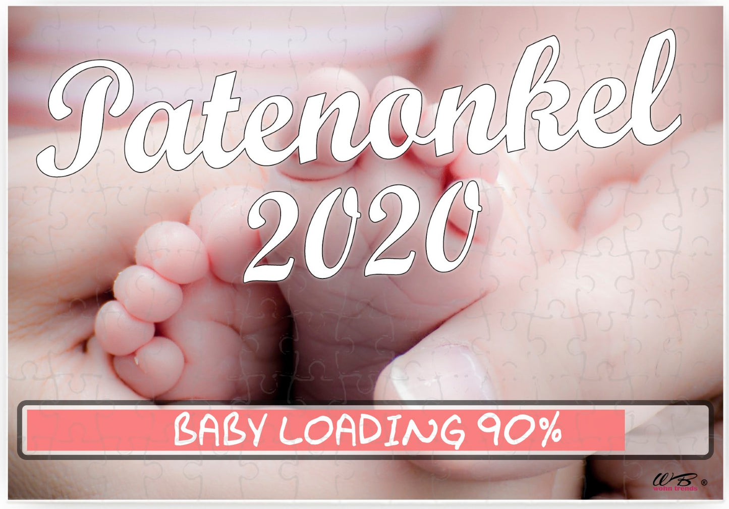Puzzle-Botschaft eckig, Patenonkel 2020 / Baby-Füße, 120 Teile 27x18cm inkl. Geschenk-Beutel