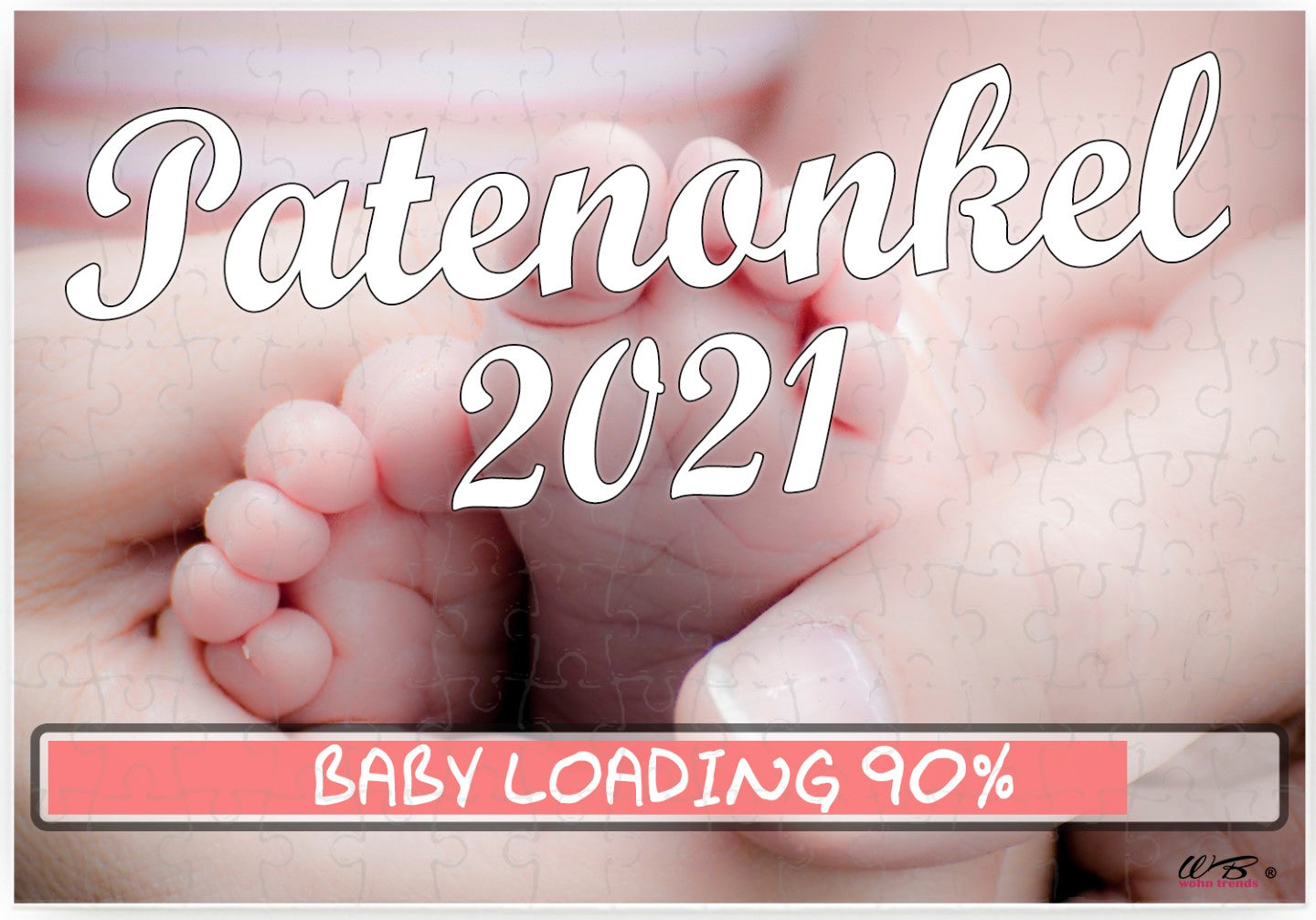 Puzzle-Botschaft eckig, Patenonkel 2021 / Baby-Füße, 120 Teile 27x18cm inkl. Geschenk-Beutel