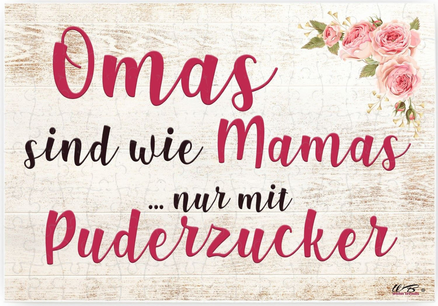 Puzzle-Botschaft eckig, Omas sind wie Mamas nur mit Puderzucker, 120 Teile 27x18cm inkl. Geschenk-Beutel