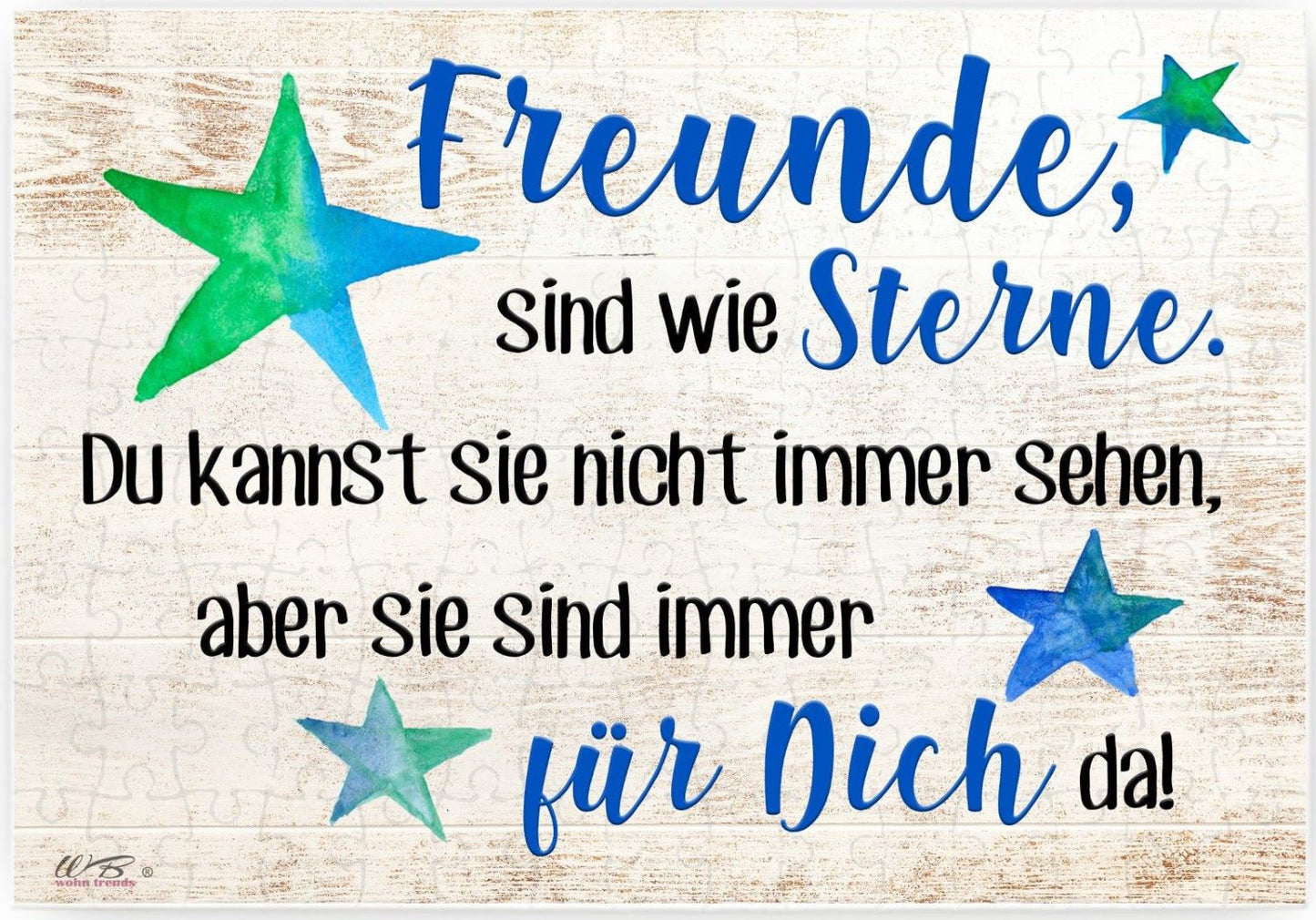 Puzzle-Botschaft eckig, Freunde sind wie Sterne, bunt, 120 Teile 27x18cm inkl. Geschenk-Beutel