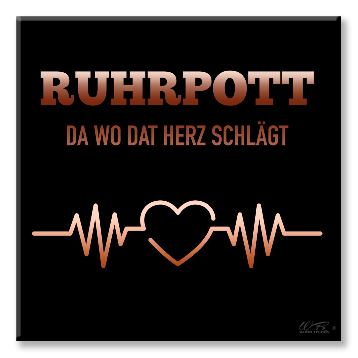 Deko-Fliese, Ruhrpott da wo dat Herz Schlägt, schwarz, Foto-Fliese Wand-Bild Deko-Bild 15x15cm
