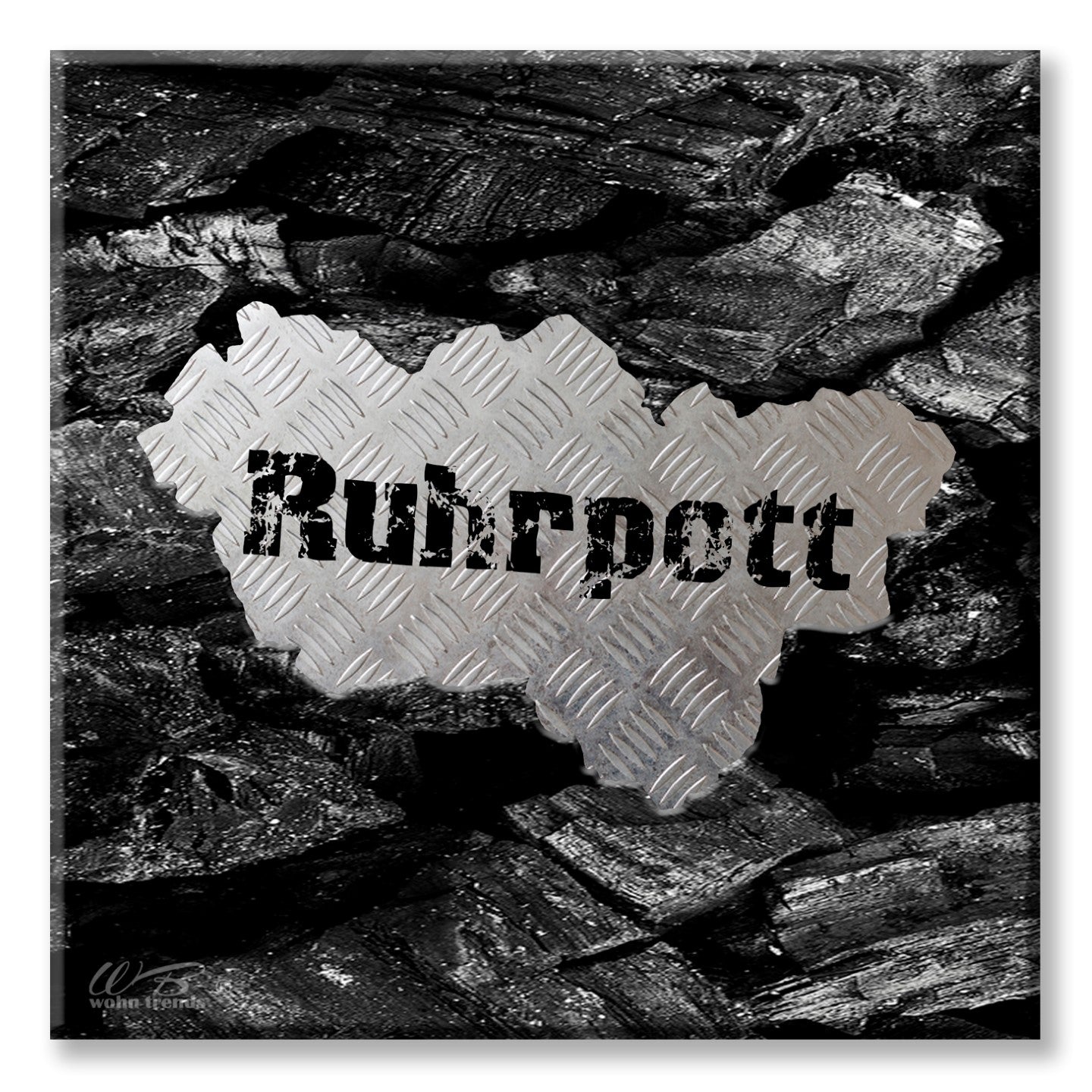 Deko-Fliese, Ruhrpott Silhouette Kohle Blech, Foto-Fliese Wand-Bild Deko-Bild 15x15cm