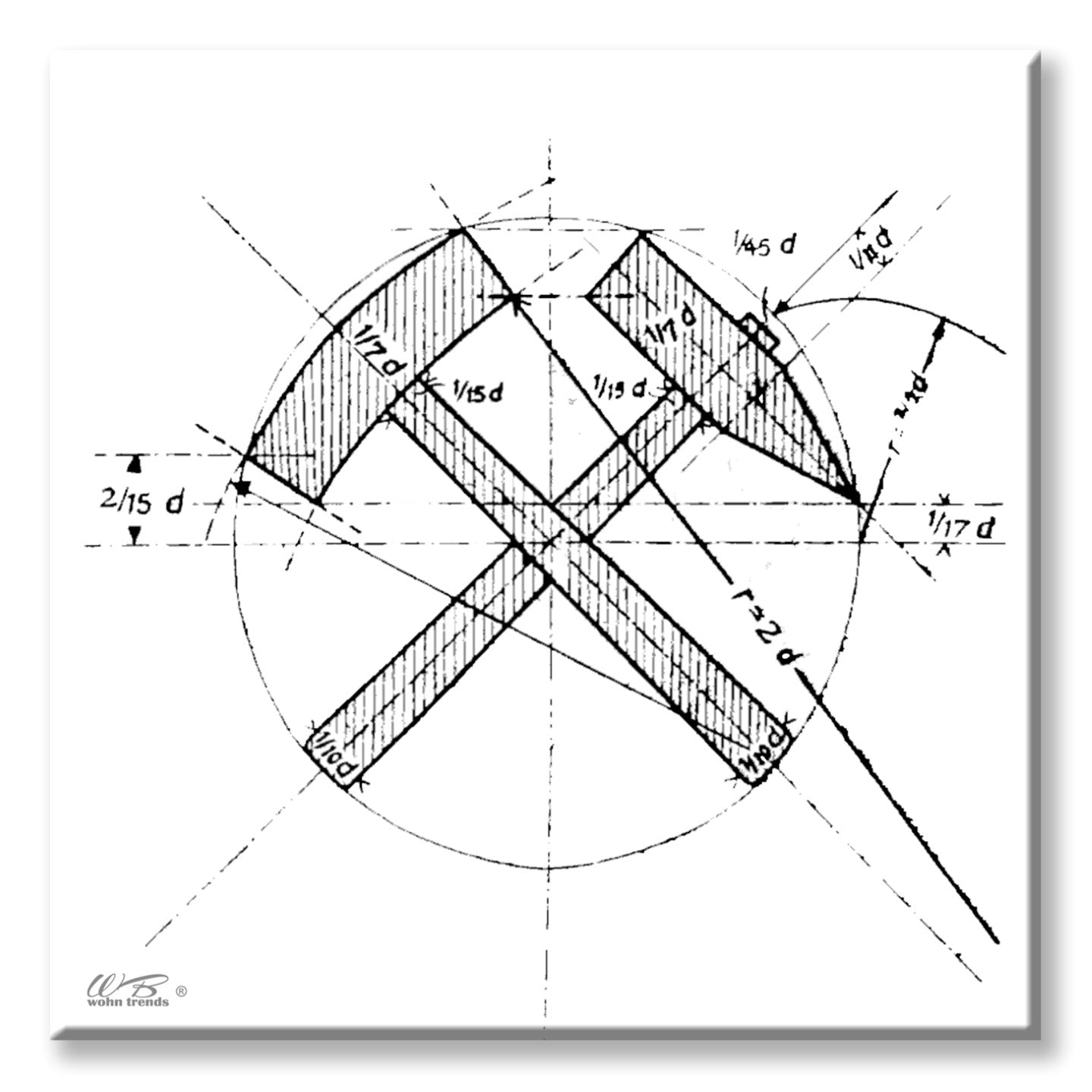 Deko-Fliese, Ruhrpott Schlägel und Eisen Skizze, Foto-Fliese Wand-Bild Deko-Bild 15x15cm