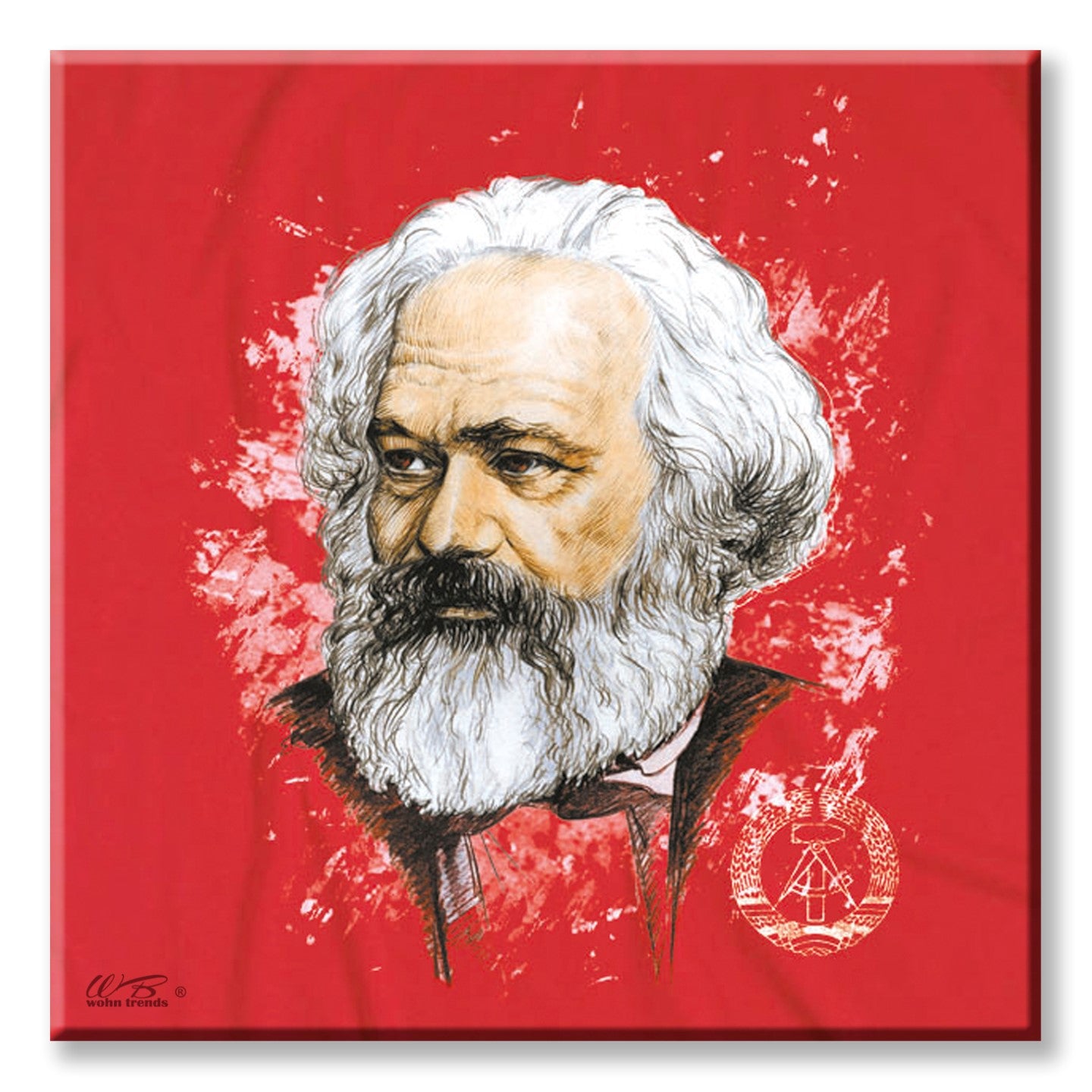 Deko-Fliese, Karl Marx Zeichnung Kopf Ostalgie DDR, Foto-Fliese Wand-Bild Deko-Schild 15x15cm