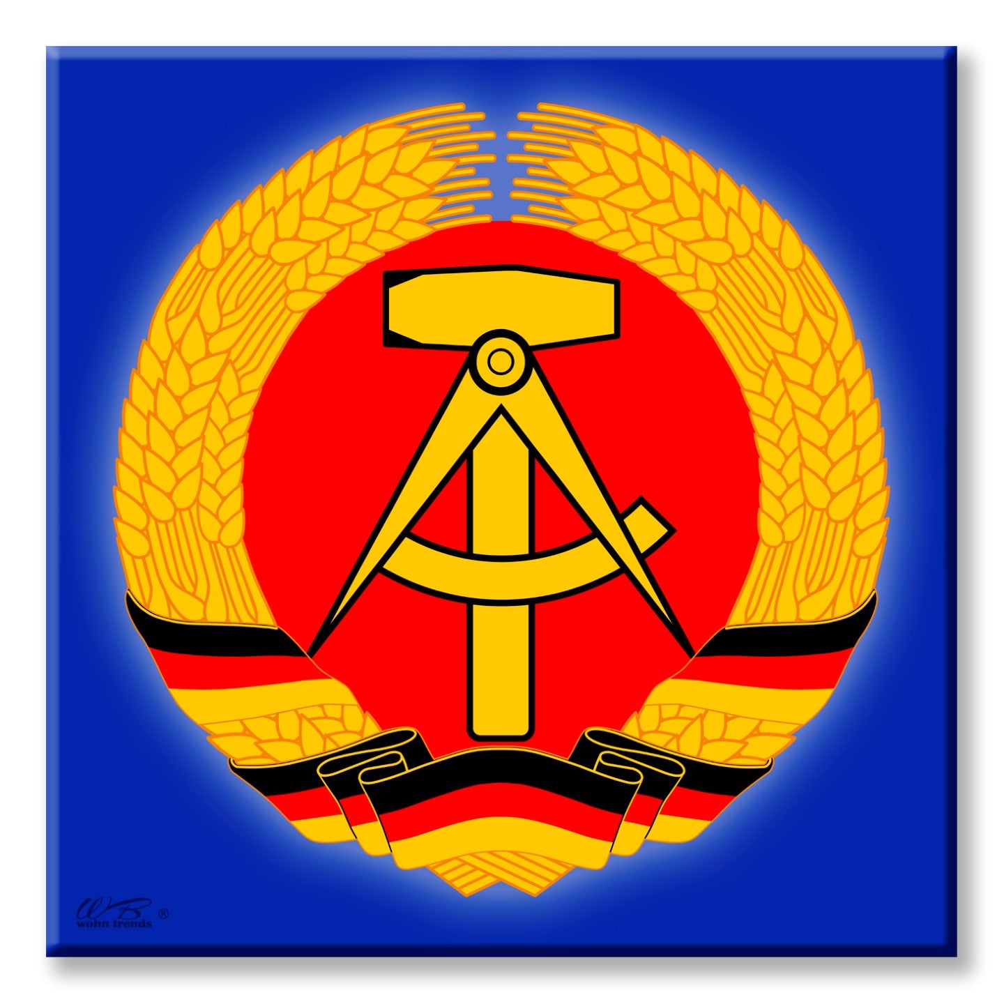 Deko-Fliese, Wappen Logo DDR Deutsche Demokratische Republik Ostalgie, Foto-Fliese Wand-Bild Deko-Schild 15x15cm