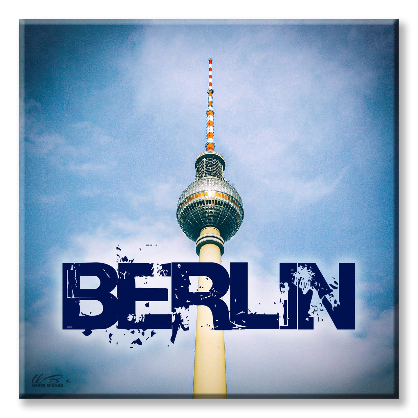 Deko-Fliese, Berlin Fernsehturm Ostalgie, Foto-Fliese Wand-Bild Deko-Schild 15x15cm