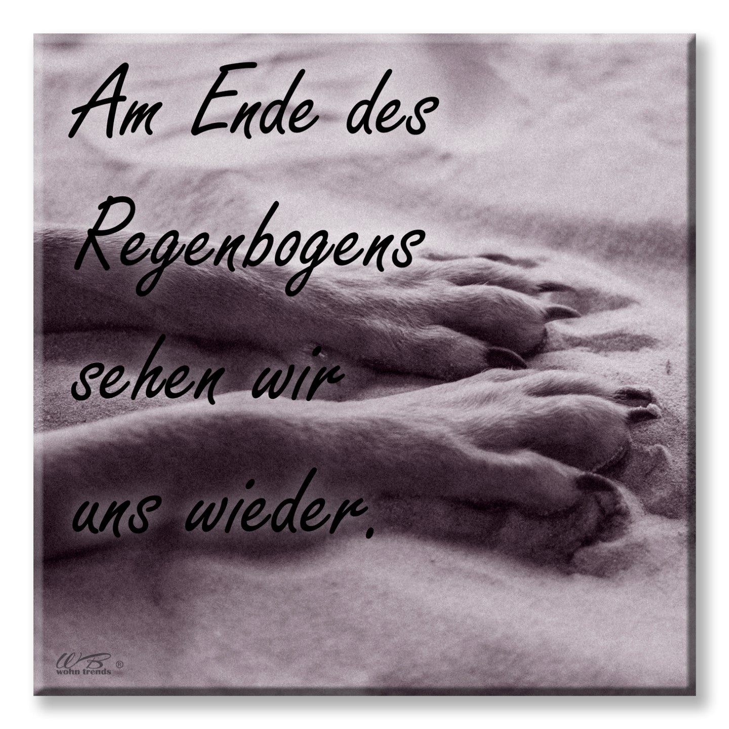 Deko-Fliese, Am Ende des Regenbogens Hund Pfote, Foto-Fliese Wand-Bild Deko-Schild 15x15cm
