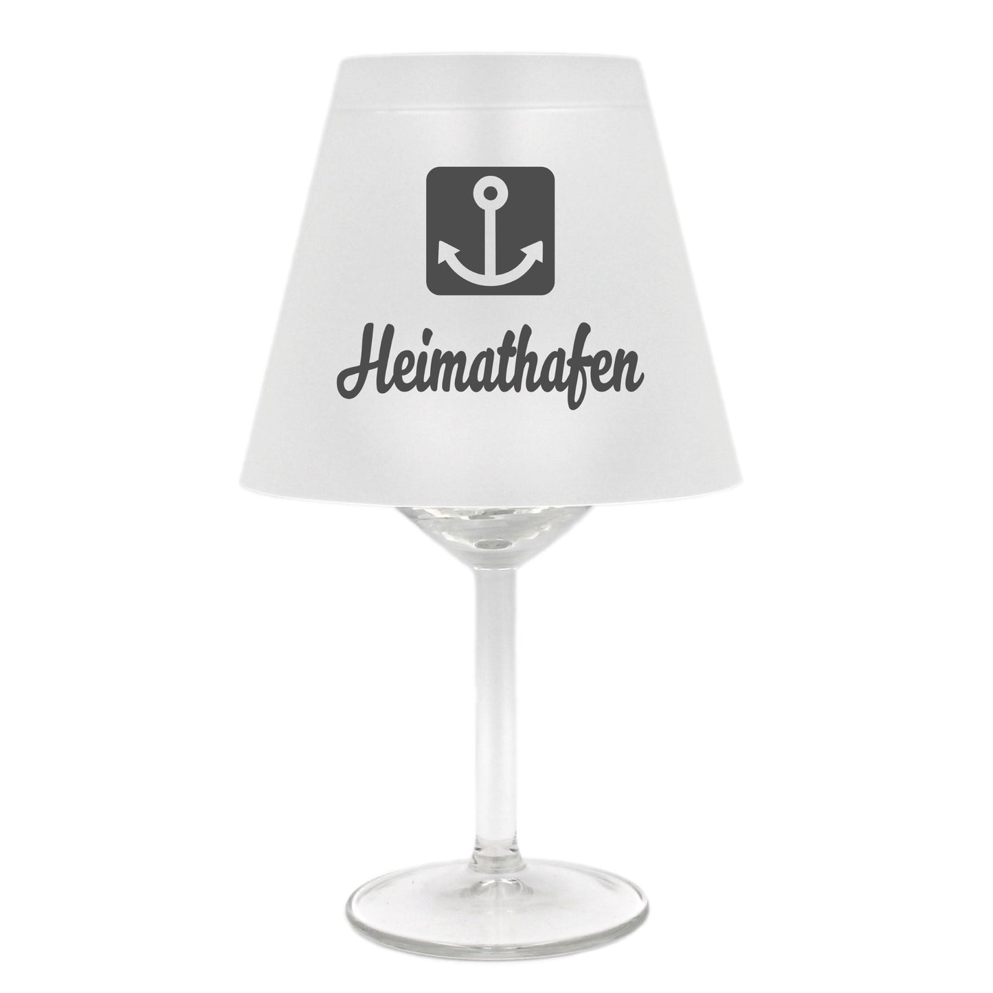 Lampenschirm für Weinglas, Heimathafen mit Anker, grau, Schirm ohne Glas, Windlicht