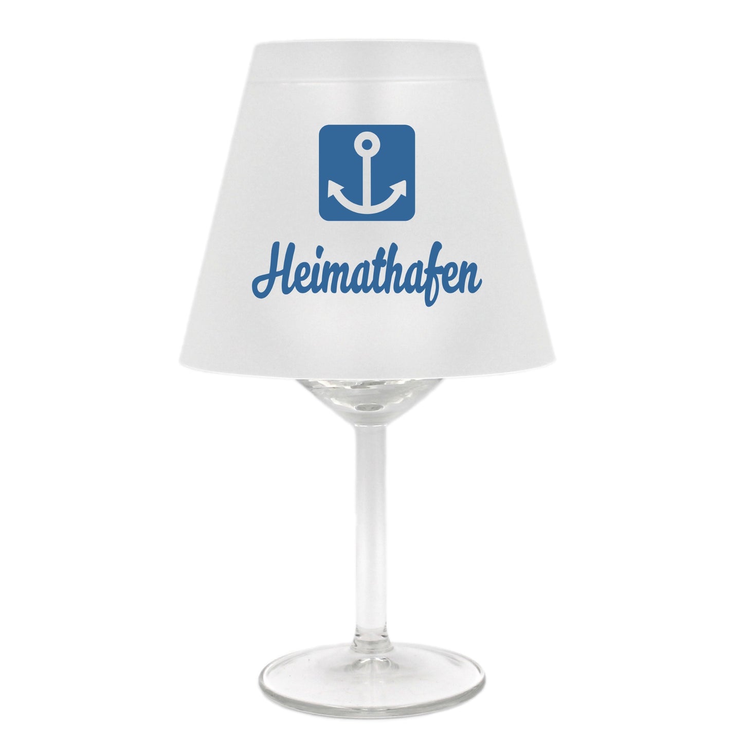 Lampenschirm für Weinglas, Heimathafen mit Anker, blau, Schirm ohne Glas, Windlicht