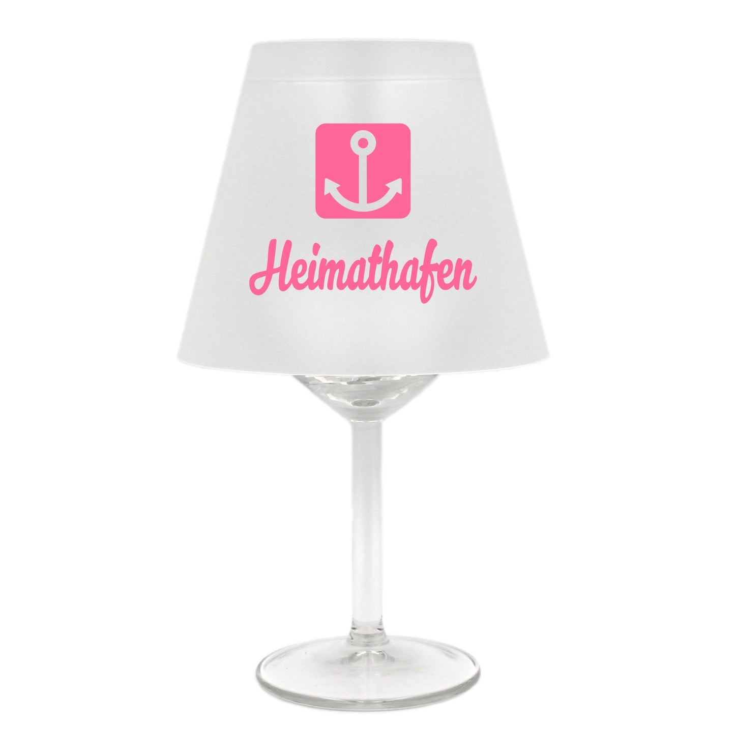 Lampenschirm für Weinglas, Heimathafen mit Anker, rosa, Schirm ohne Glas, Windlicht