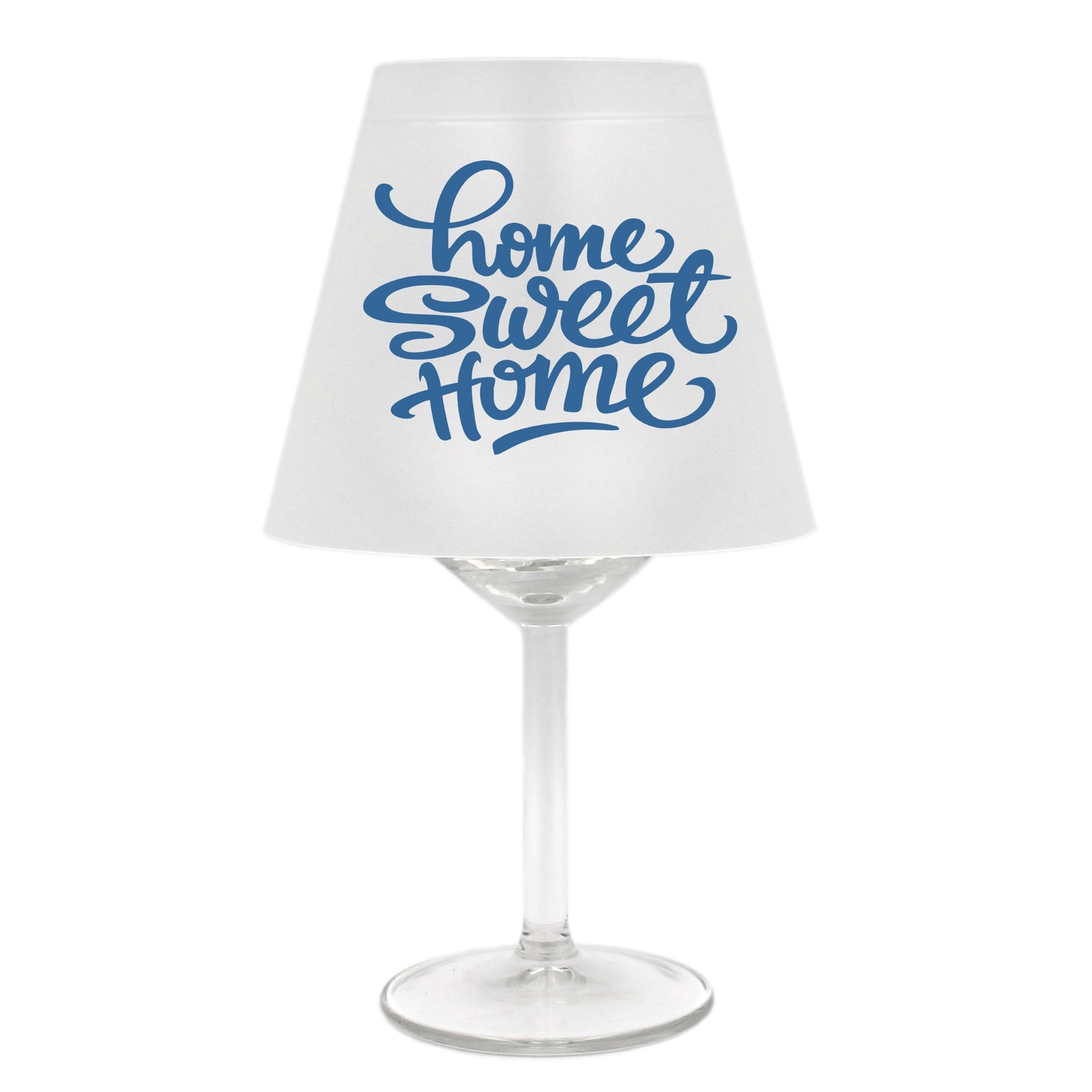 Lampenschirm für Weinglas, Home sweet home, A, blau, Schirm ohne Glas, Windlicht