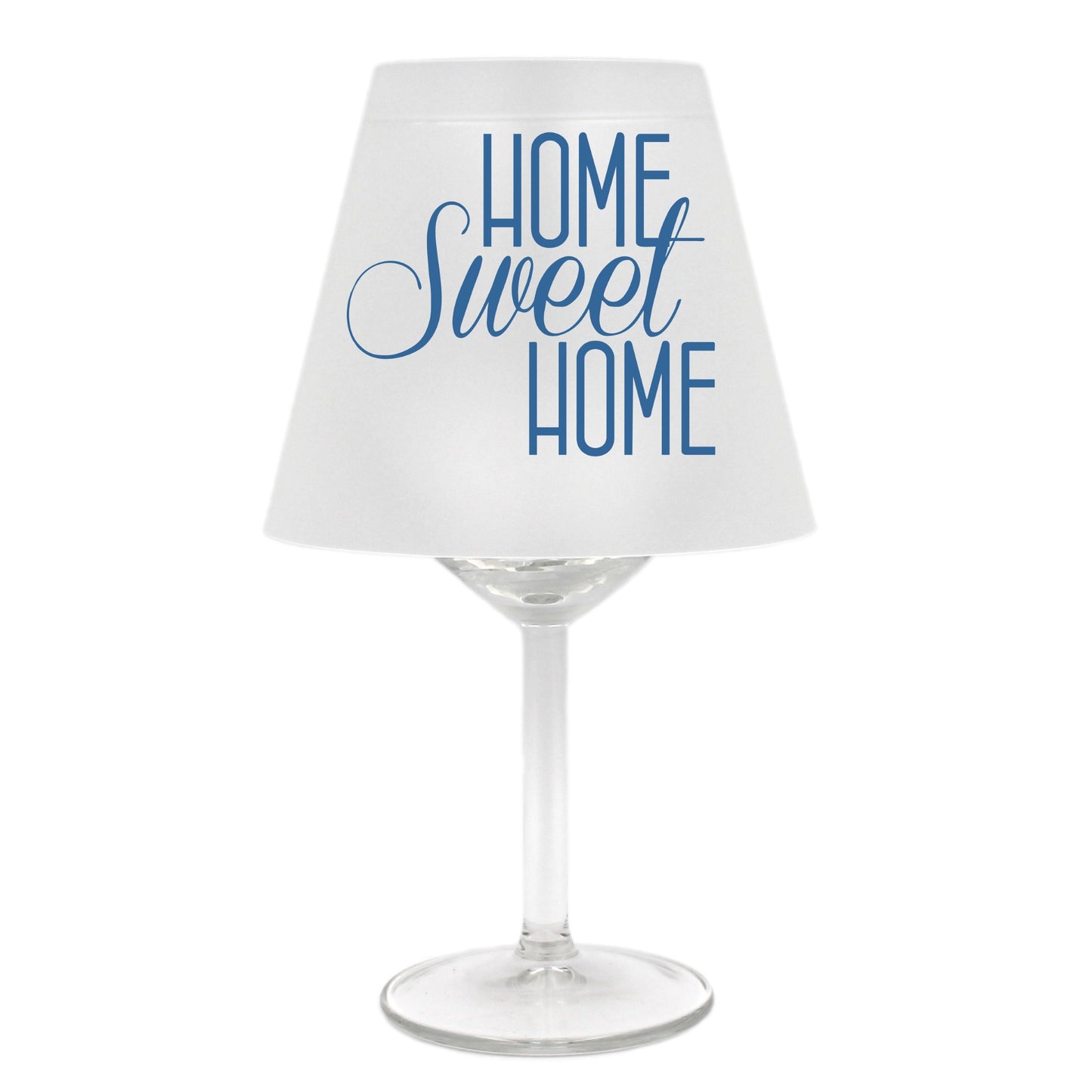 Lampenschirm für Weinglas, HOME sweet HOME, B, blau, Schirm ohne Glas, Windlicht