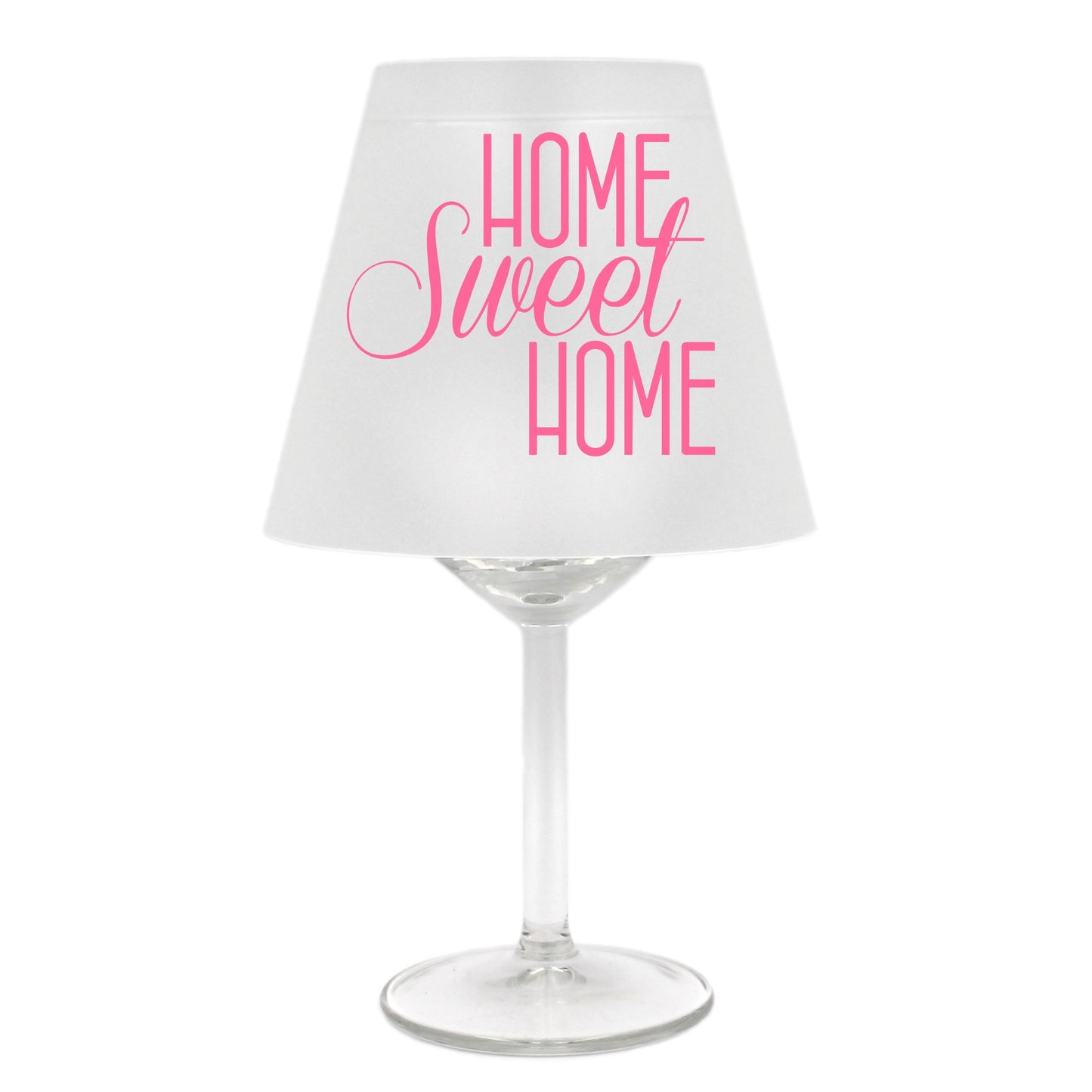 Lampenschirm für Weinglas, HOME sweet HOME, B,rosa, Schirm ohne Glas, Windlicht