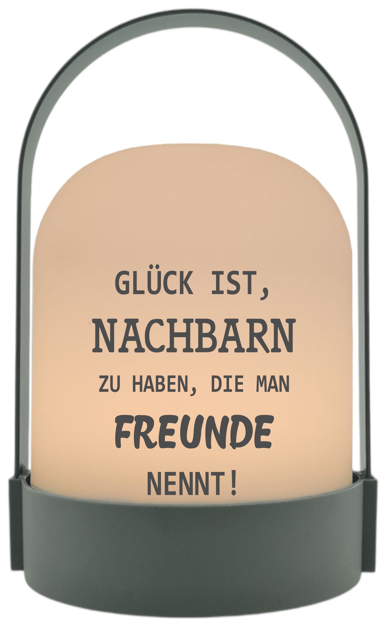 LED-Laterne, Nachbarn die man Freunde nennt, 22x14cm Batterie LED-Licht Kunststoff Lampe mit Text Spruch