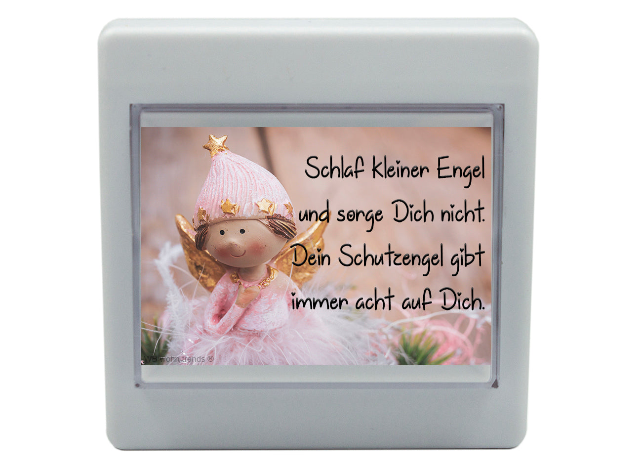 LED-Nachtlicht Schalter mit Motiv, Schlaf kleiner Engel Schutzengel, 8,5x8,5x3cm, Schlummer-Licht Nacht-Leuchte Batterie betrieben