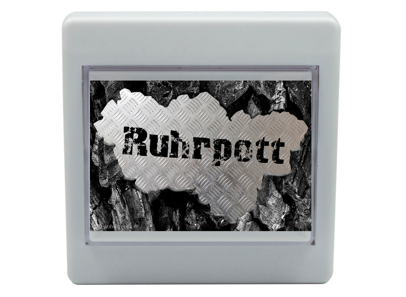 LED-Nachtlicht Schalter mit Motiv, Ruhrpott Silhouette Kohle Blech, 8,5x8,5x3cm, Schlummer-Licht Nacht-Leuchte Batterie betrieben