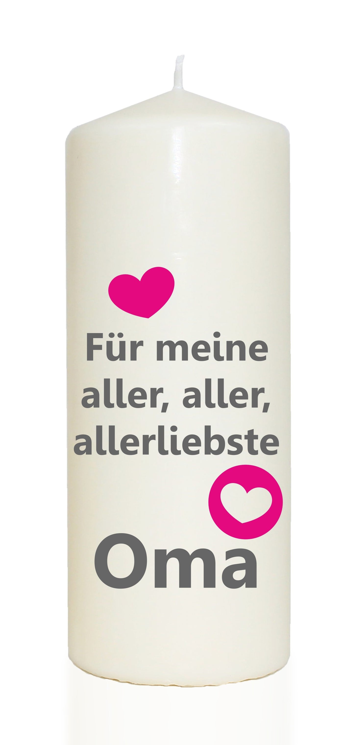 Spruchkerze, Für meine allerliebste Oma, 20cm, 765g Ø8cm, Kerze mit Spruch, Brenndauer ca 70 Std