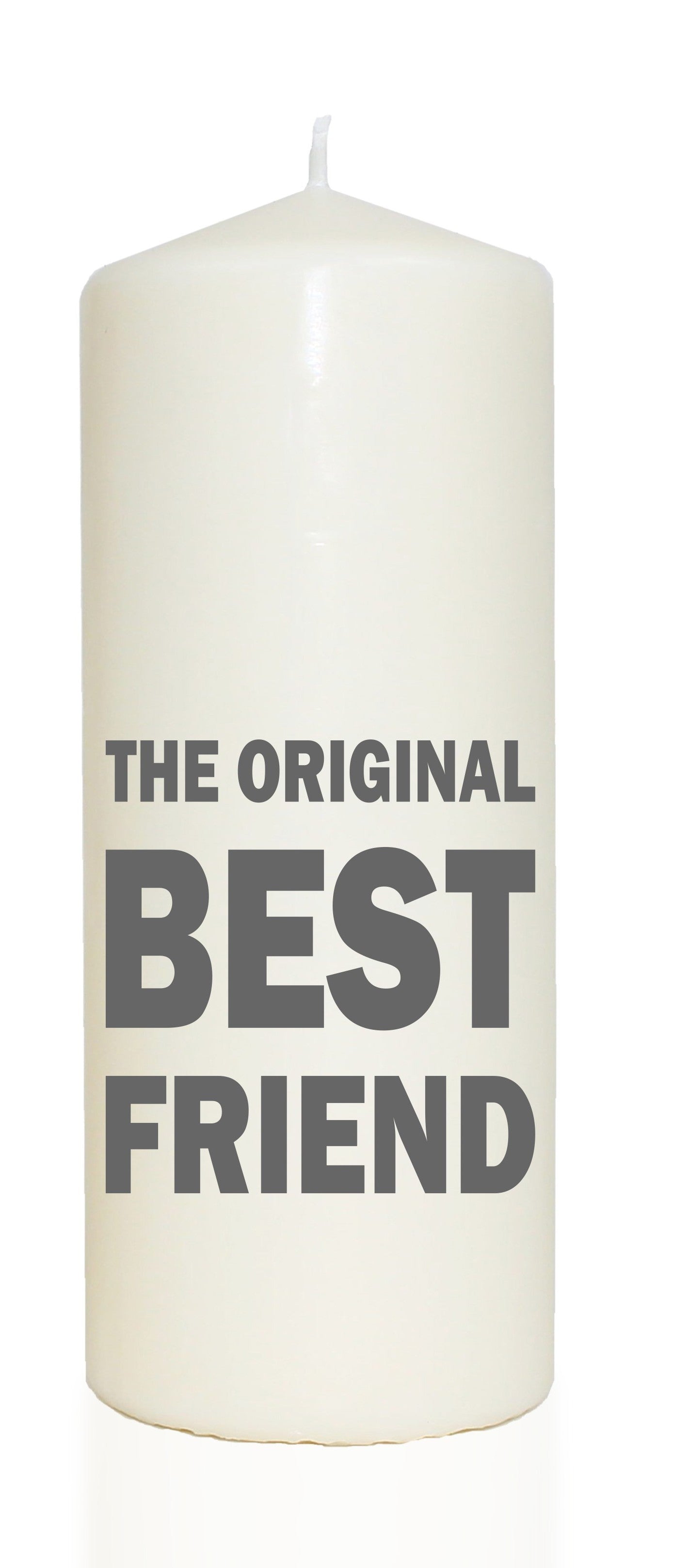 Spruchkerze, THE ORIGINAL BEST FRIEND, grau, 20cm, 765g Ø8cm, Kerze mit Spruch, Brenndauer ca 70 Std