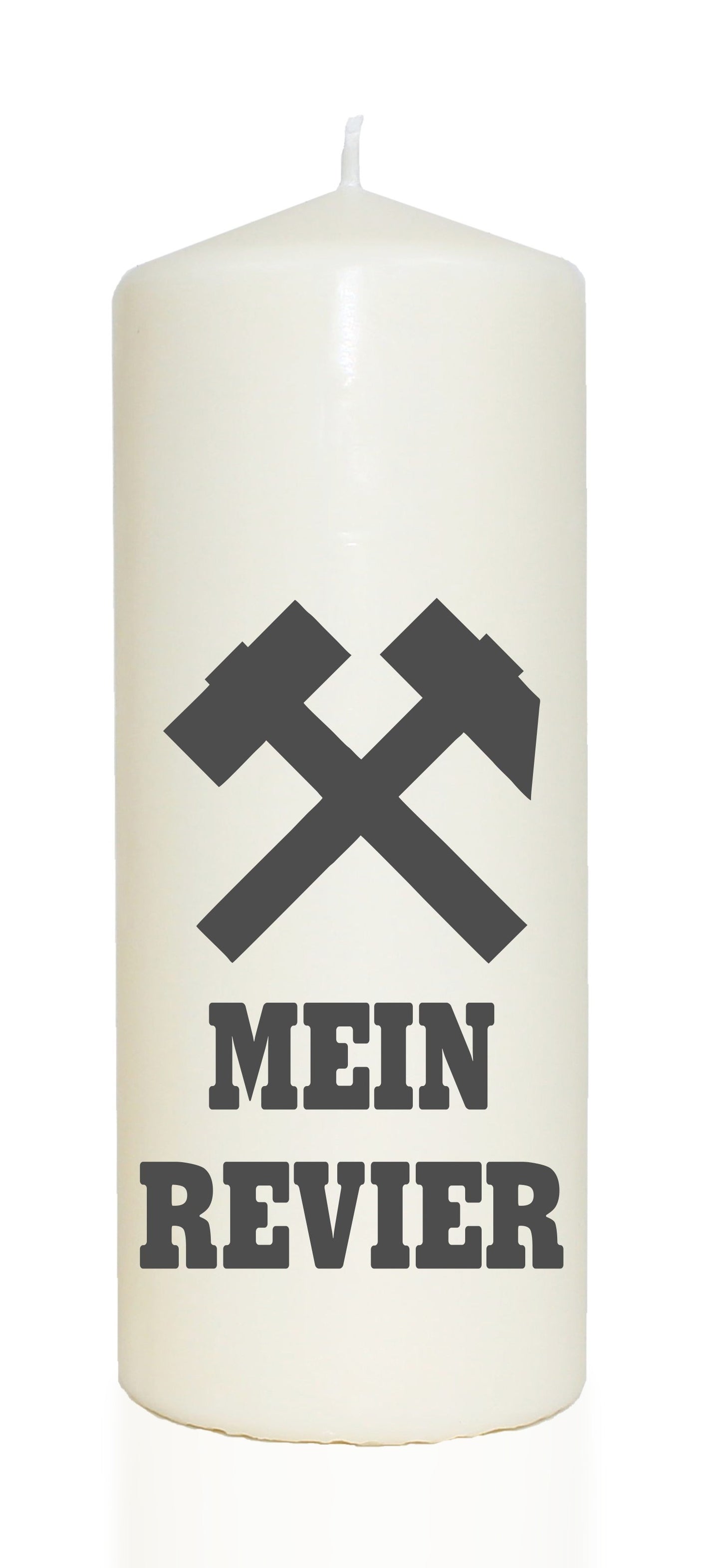 Spruchkerze, MEIN REVIER, grau, 20cm, 765g Ø8cm, Kerze mit Spruch, Brenndauer ca 70 Std