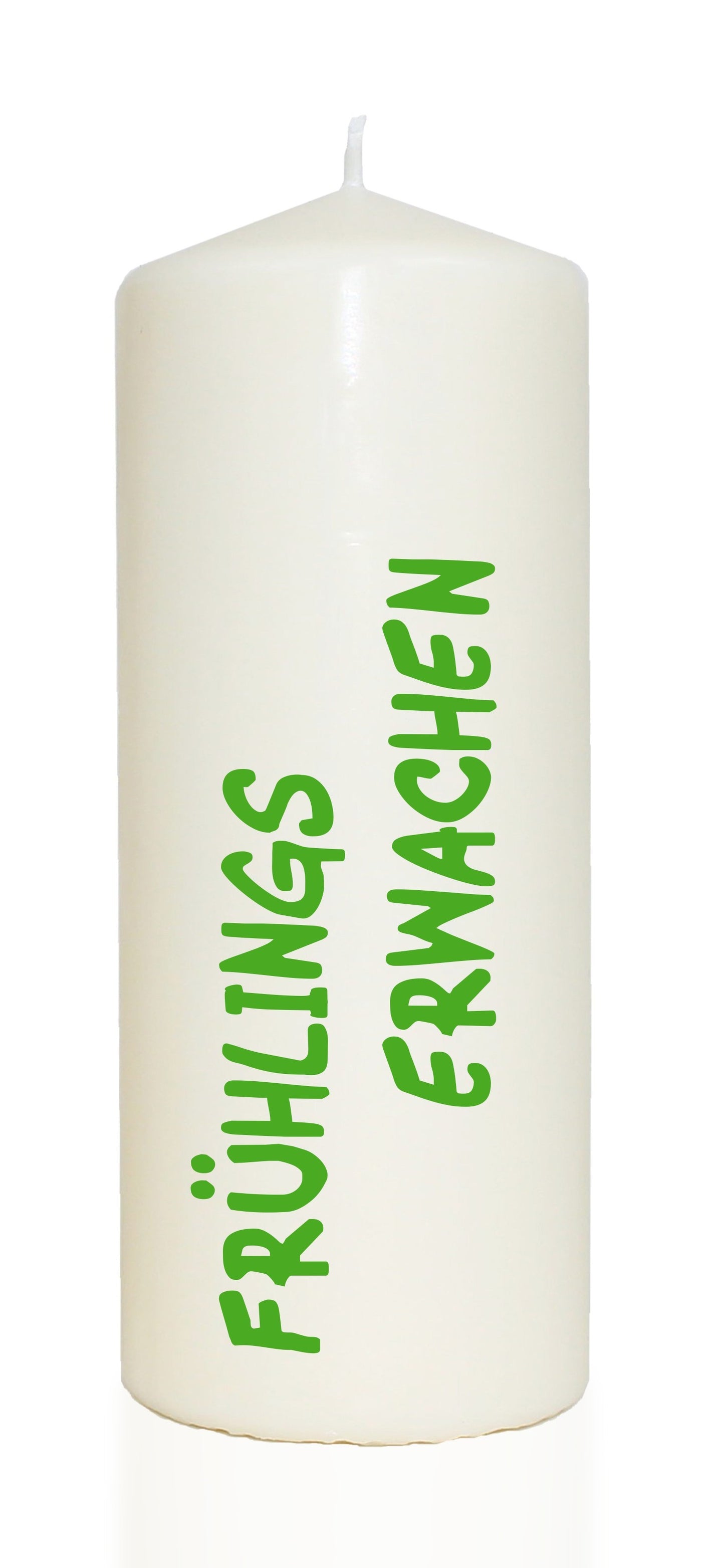 Spruchkerze, Frühlingserwachen, grün, 20cm, 765g Ø8cm, Kerze mit Spruch, Brenndauer ca 70 Std