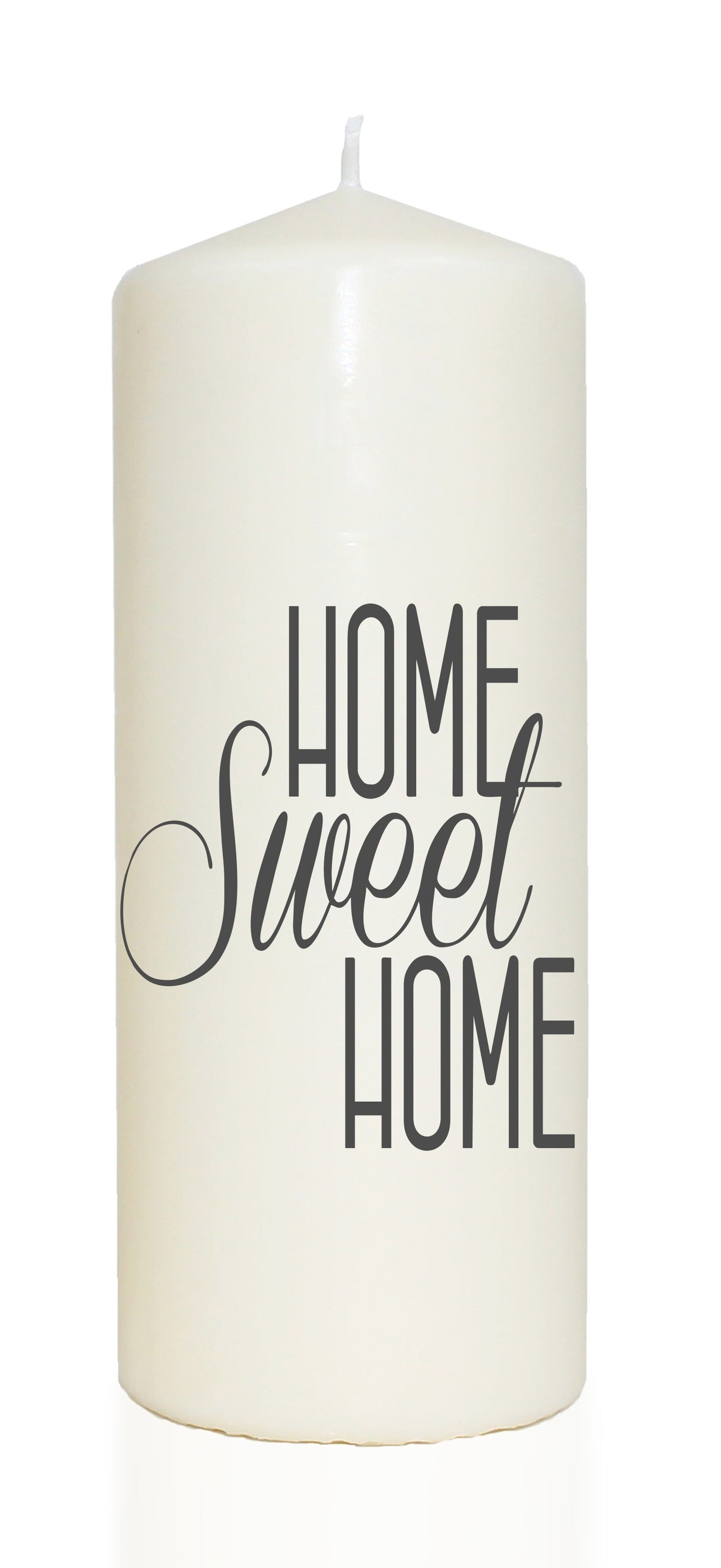 Spruchkerze, Home Sweet Home, grau, 20cm, 765g Ø8cm, Kerze mit Spruch, Brenndauer ca 70 Std