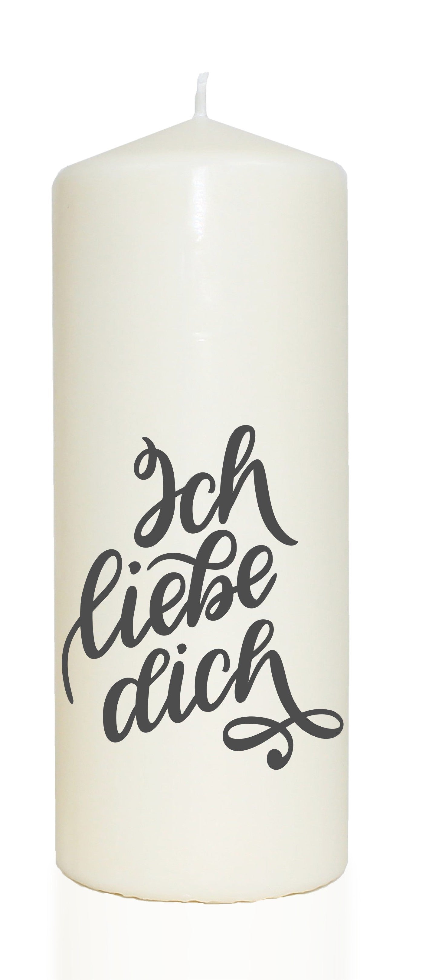 Spruchkerze, Ich liebe dich, grau, 20cm, 765g Ø8cm, Kerze mit Spruch, Brenndauer ca 70 Std