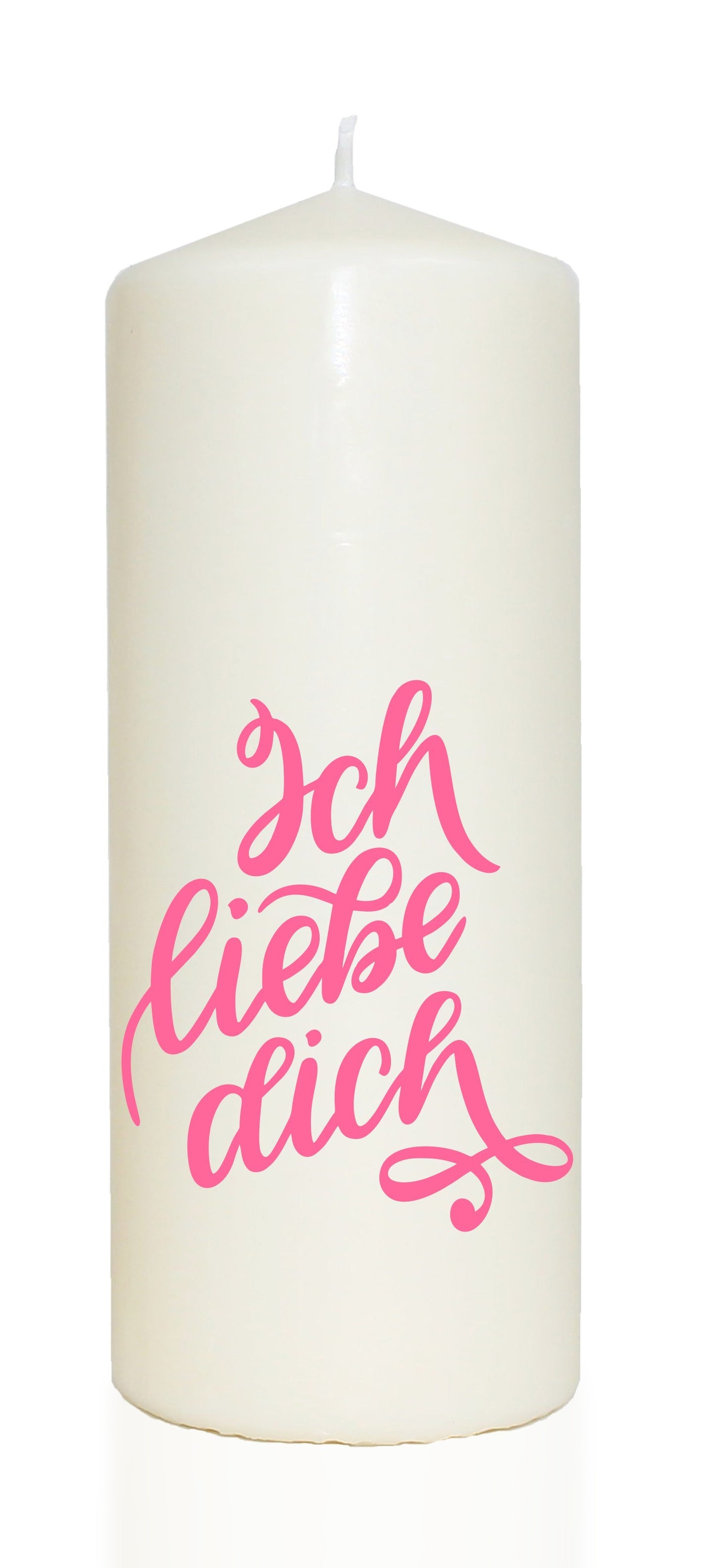 Spruchkerze, Ich liebe dich, rosa, 20cm, 765g Ø8cm, Kerze mit Spruch, Brenndauer ca 70 Std