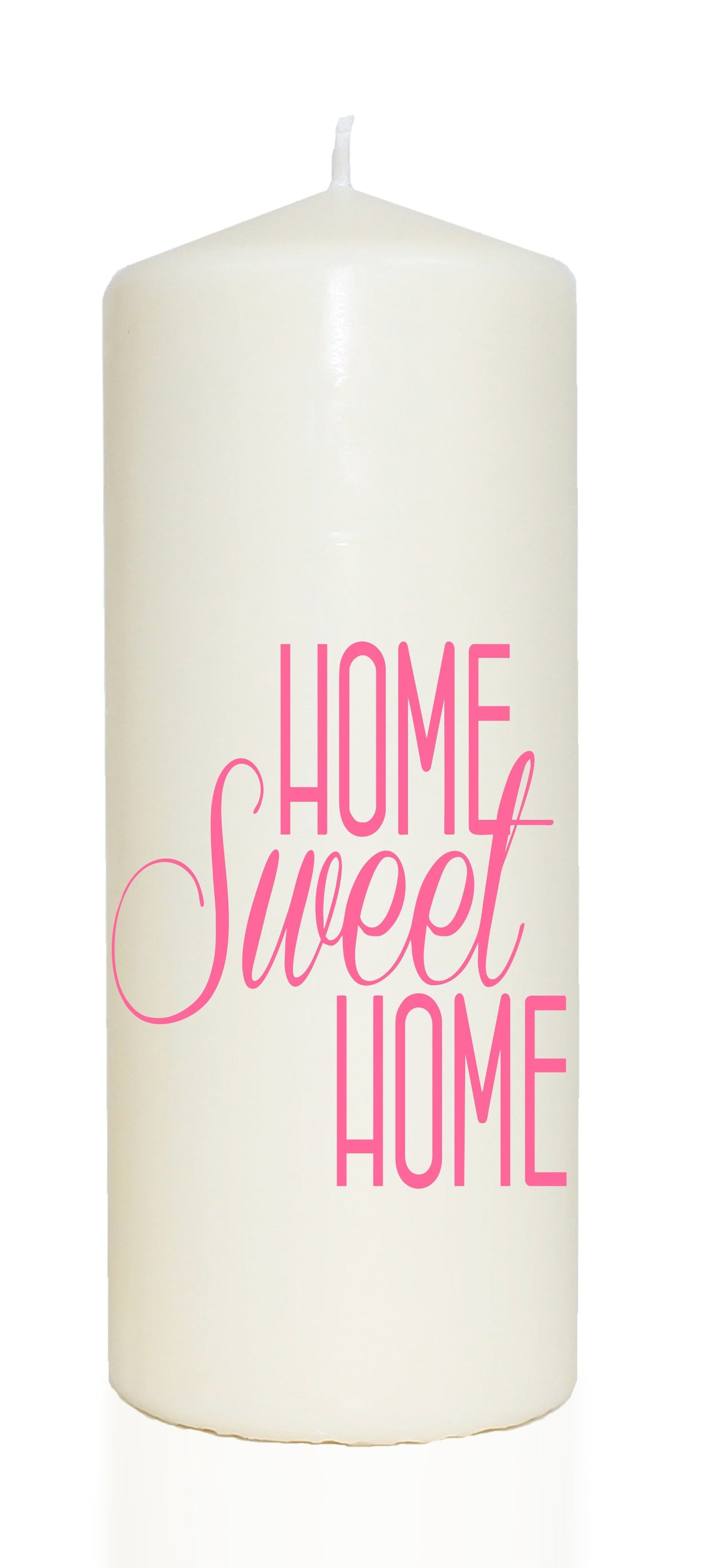 Spruchkerze, Home Sweet Home, rosa, 20cm, 765g Ø8cm, Kerze mit Spruch, Brenndauer ca 70 Std