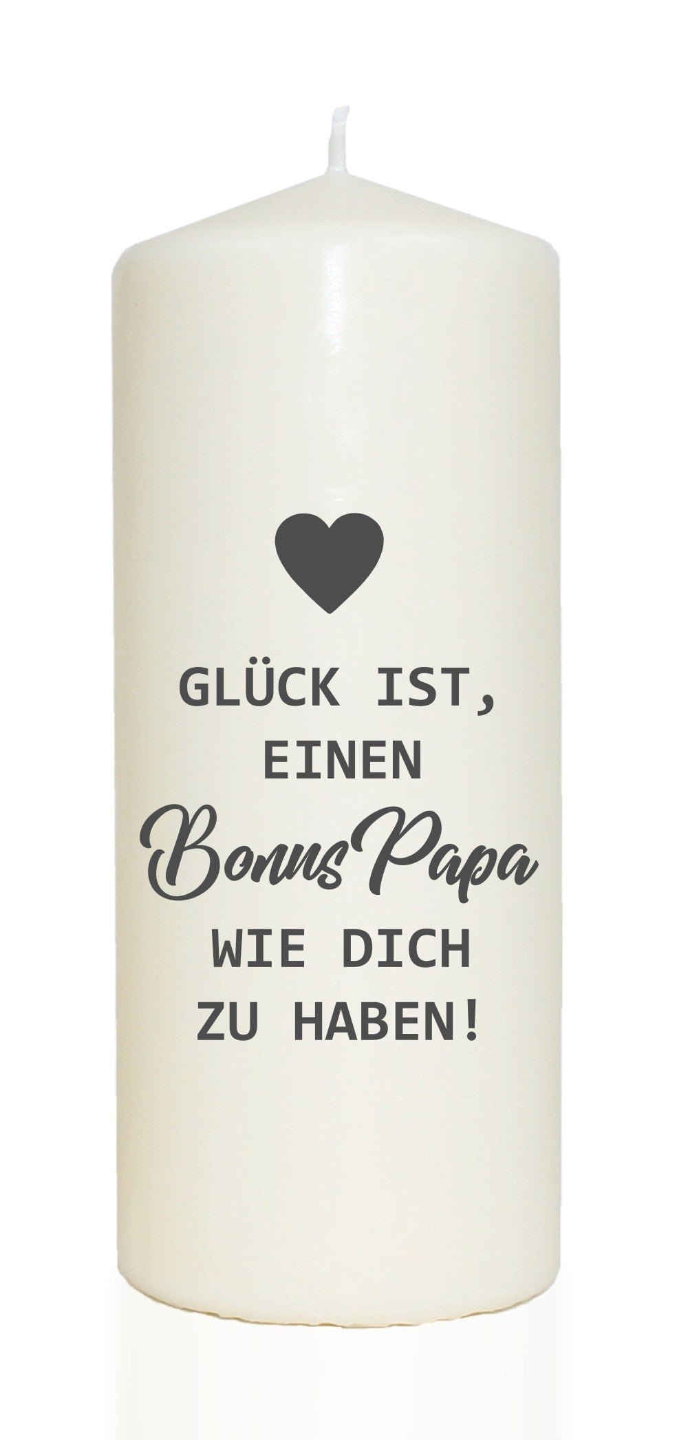 Spruchkerze, Glück ist einen Bonus-Papa wie dich zu haben, 20cm, 765g d8cm, Kerze mit Spruch, Brenndauer ca 70 Std