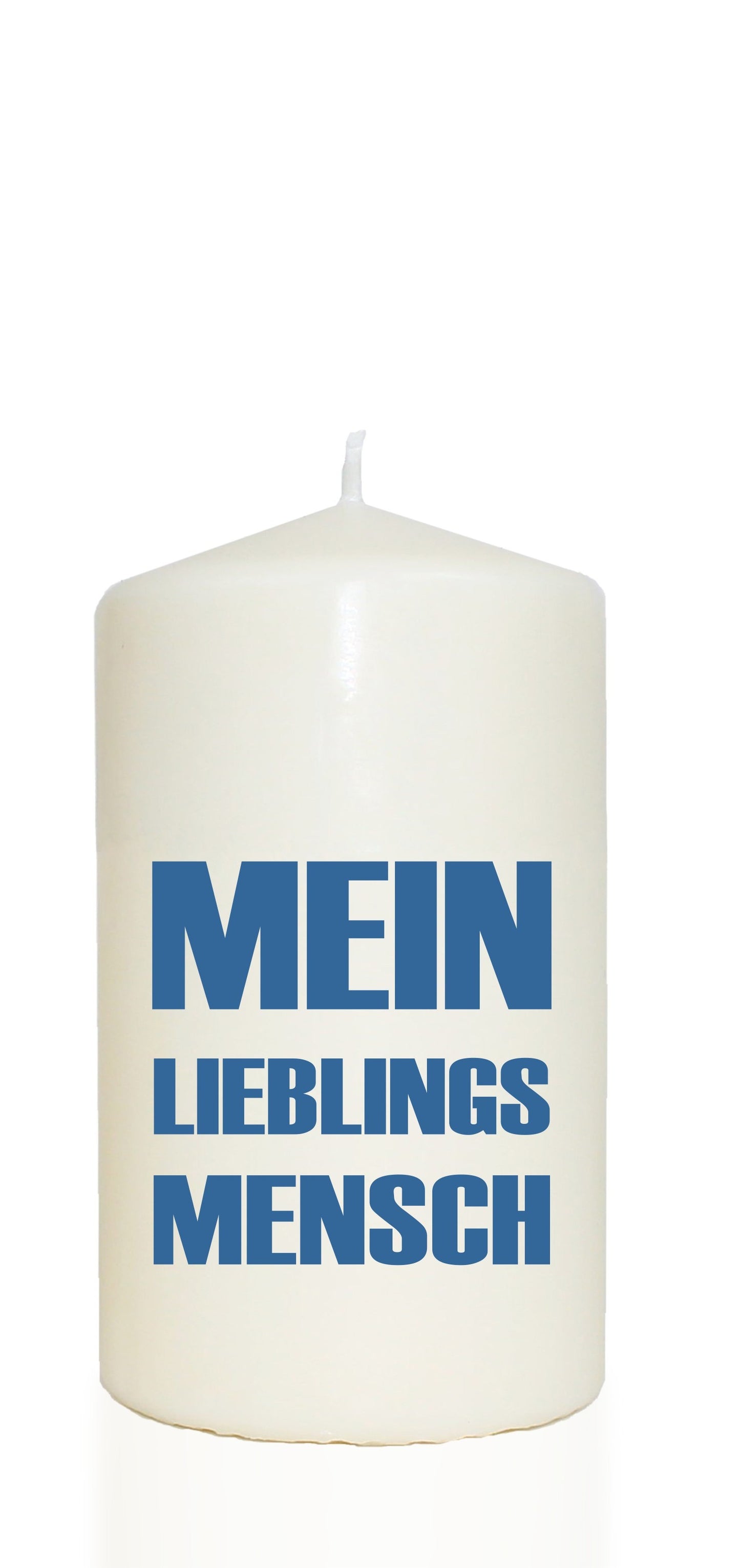 Spruchkerze, MEIN LIEBLINGS MENSCH, blau, 14cm, 480g Ø8cm, Kerze mit Spruch, Brenndauer ca 55 Std