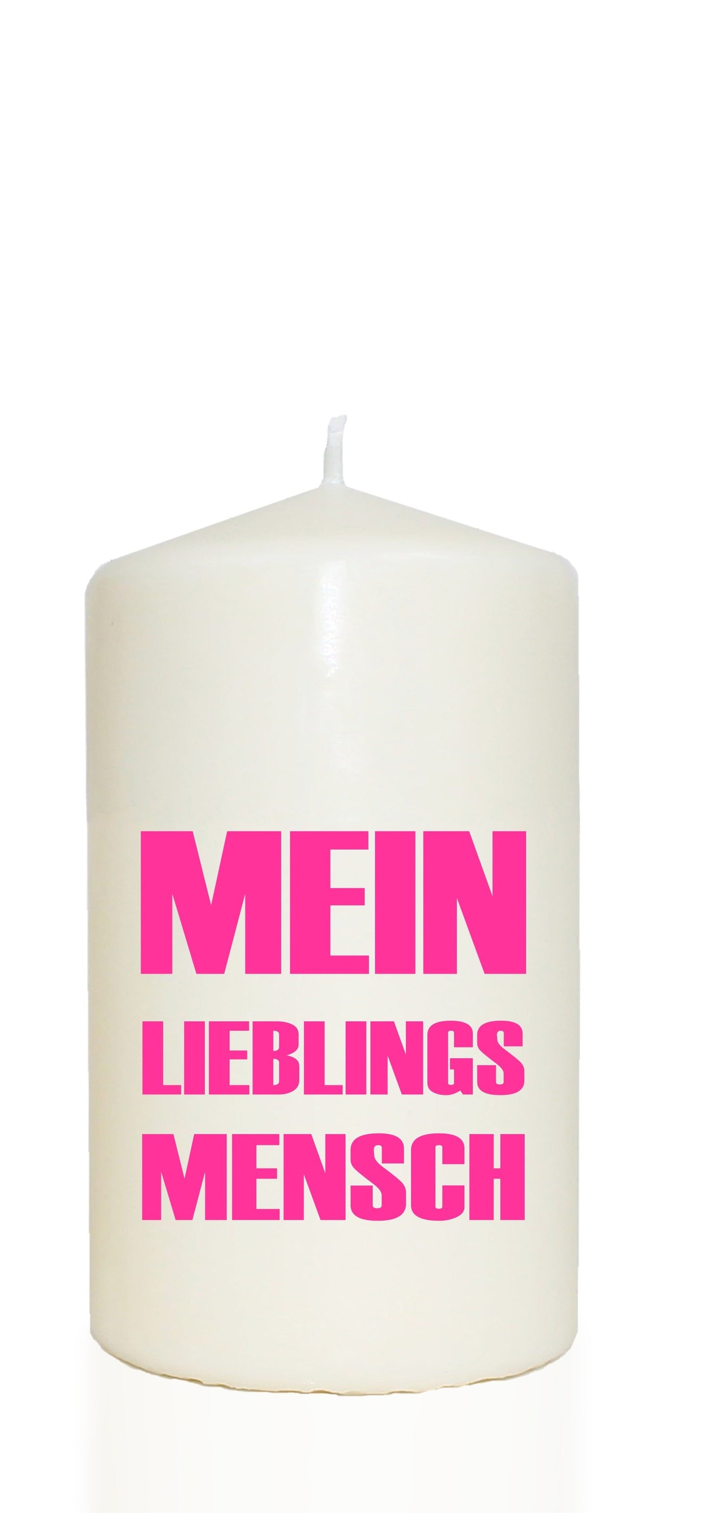 Spruchkerze, MEIN LIEBLINGS MENSCH, pink, 14cm, 480g Ø8cm, Kerze mit Spruch, Brenndauer ca 55 Std