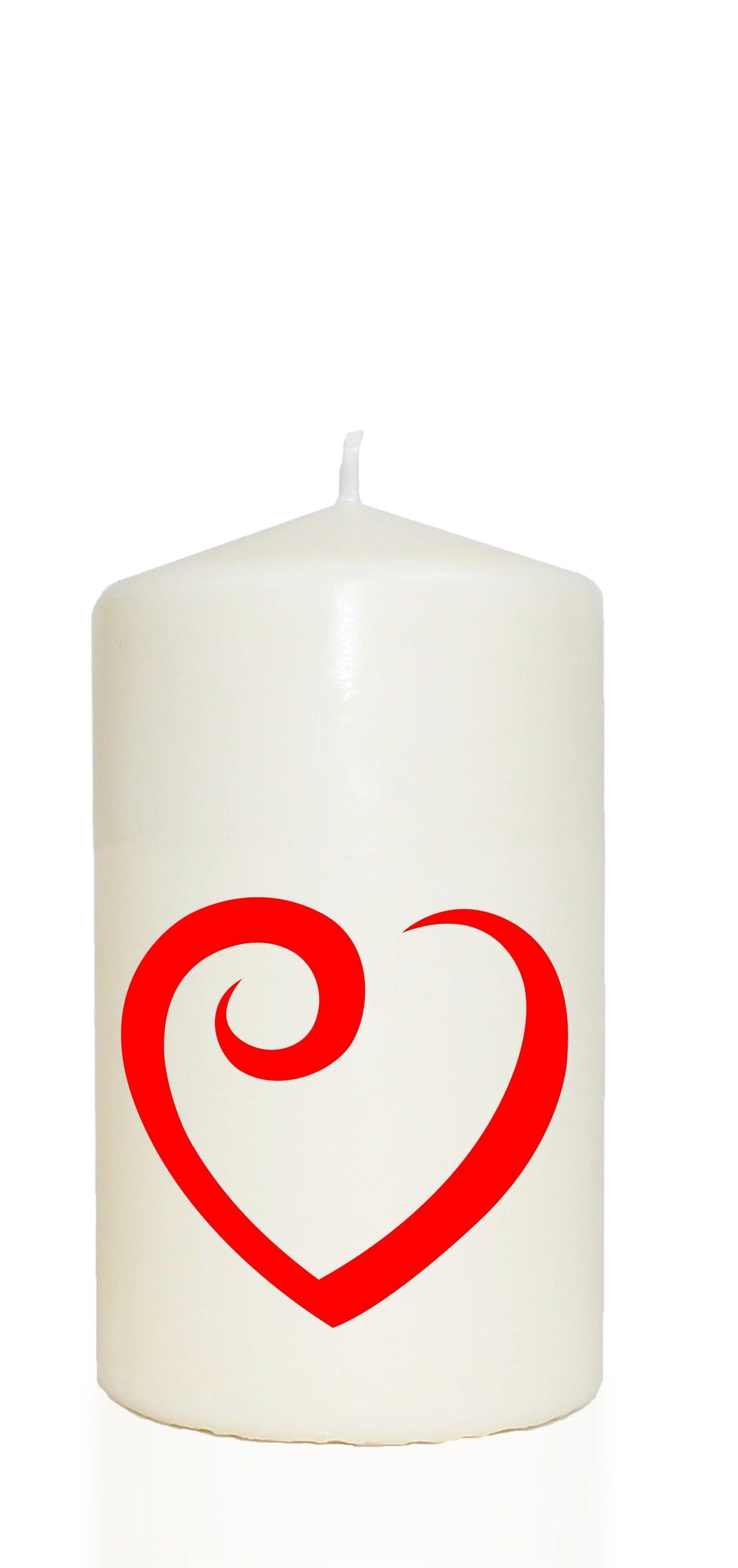 Spruchkerze, geschwungenes Herz, rot, 14cm, 480g Ø8cm, Kerze mit Spruch, Brenndauer ca 55 Std