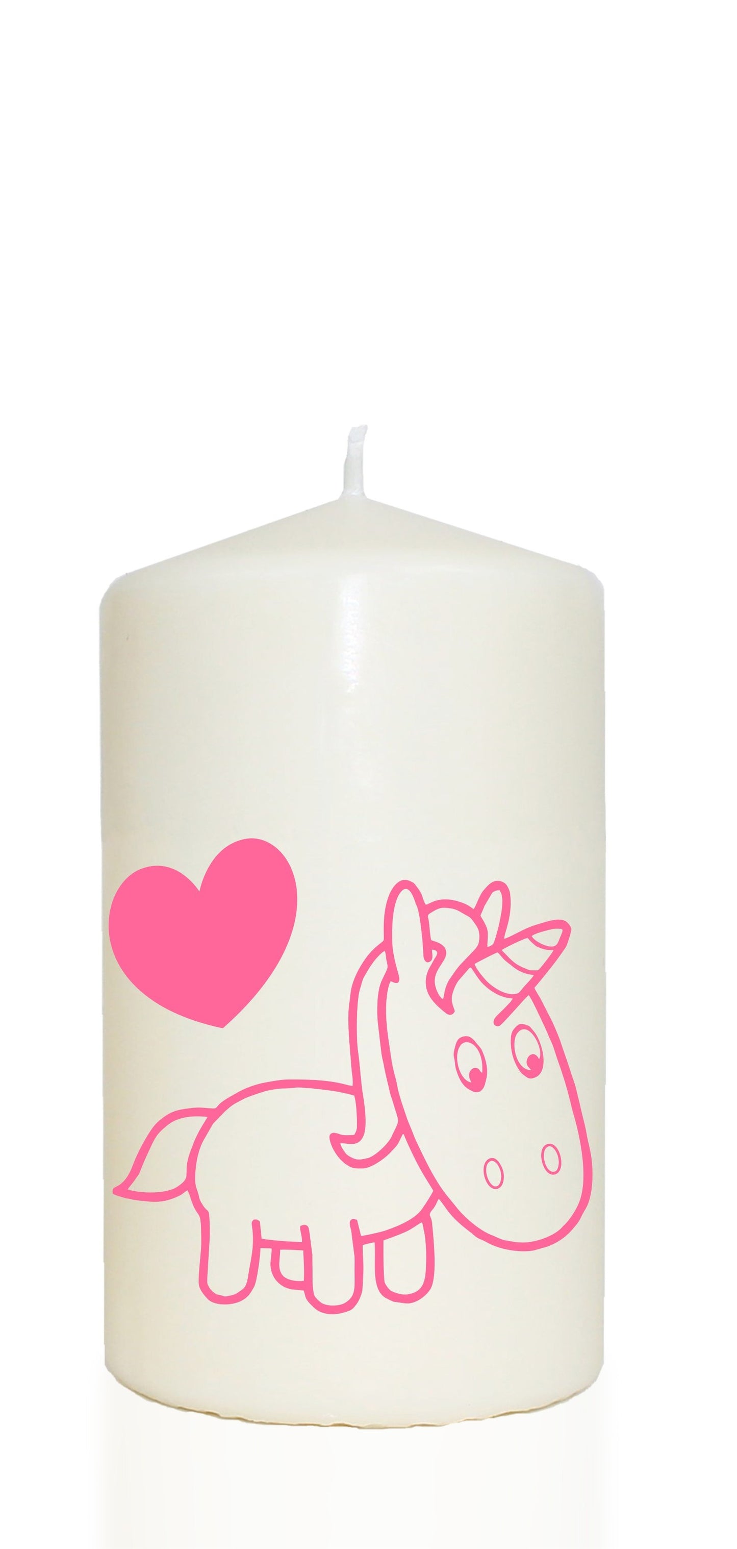 Spruchkerze, Einhorn Figur, rosa, 14cm, 480g Ø8cm, Kerze mit Spruch, Brenndauer ca 55 Std