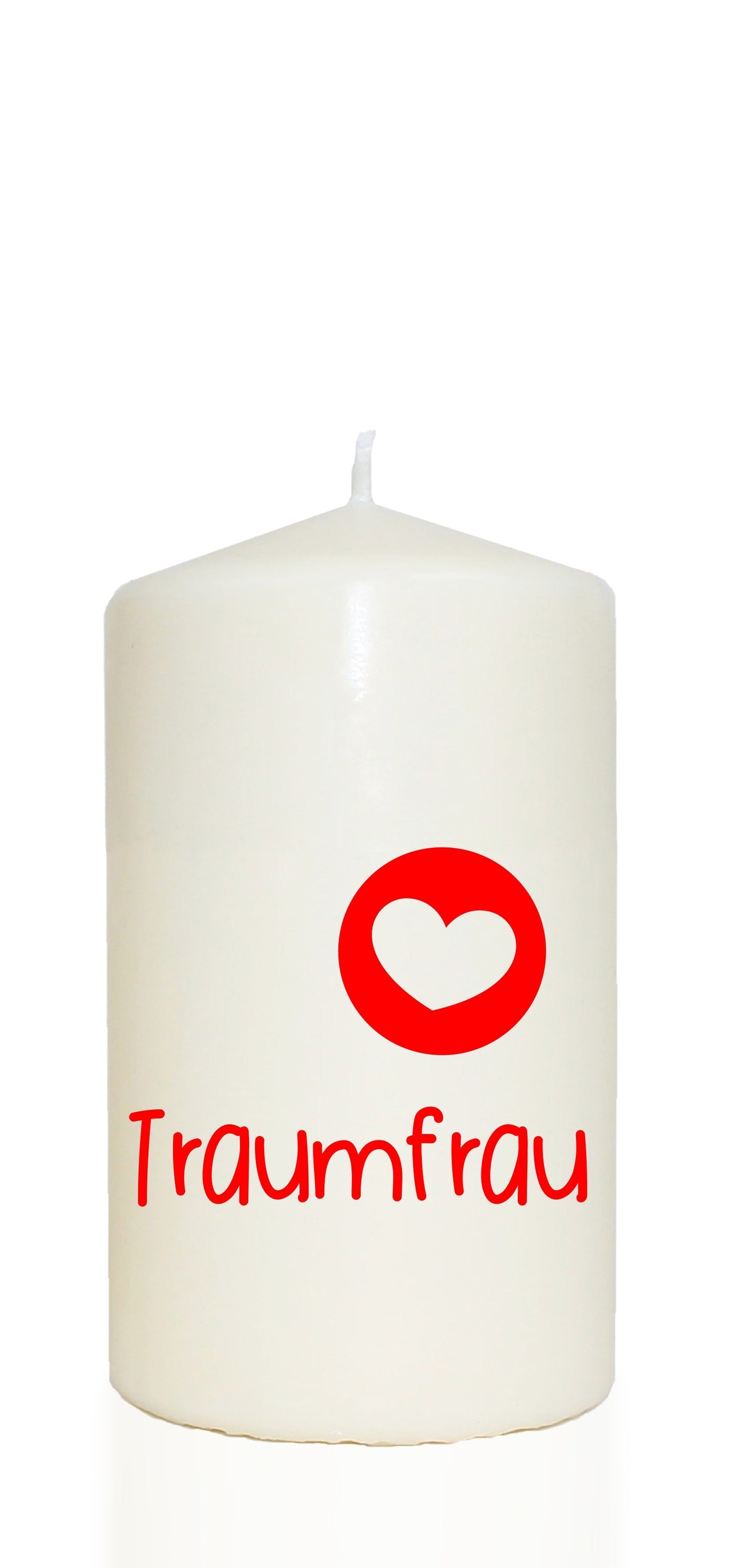 Spruchkerze, Traumfrau, rot, 14cm, 480g Ø8cm, Kerze mit Spruch, Brenndauer ca 55 Std