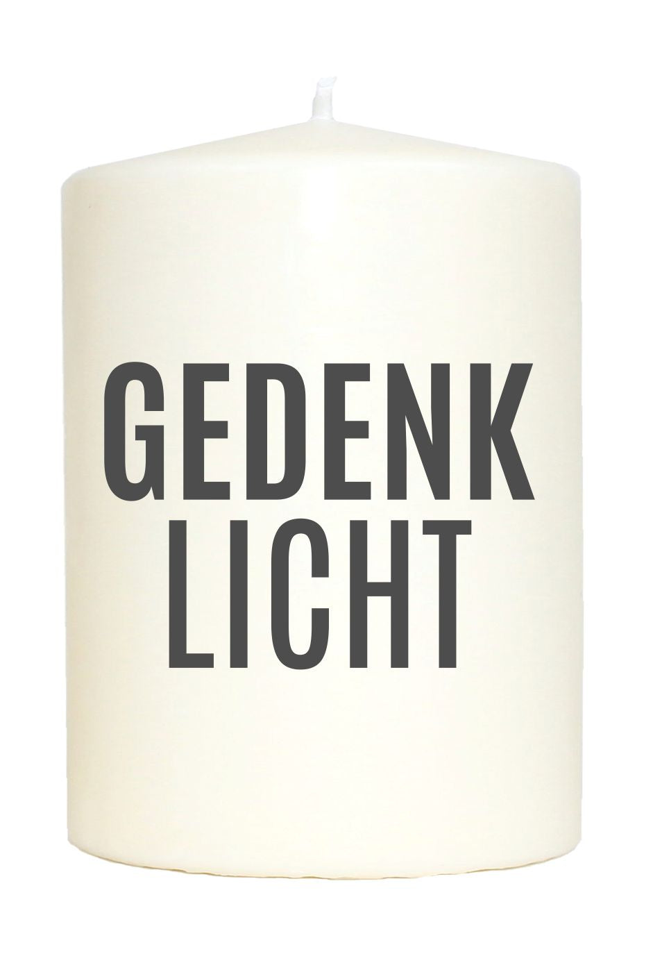 Kleine Spruchkerze weiß, Gedenk-Licht, Aufdruck grau, 10x7cm, Trauer-Kerze Gedenk-Kerze mit Spruch Motiv-Kerze