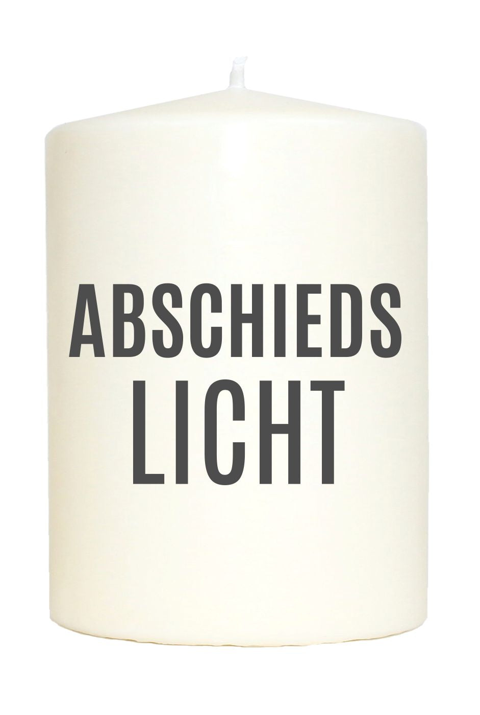 Kleine Spruchkerze weiß, Abschieds-Licht, Aufdruck grau, 10x7cm, Trauer-Kerze Gedenk-Kerze mit Spruch Motiv-Kerze
