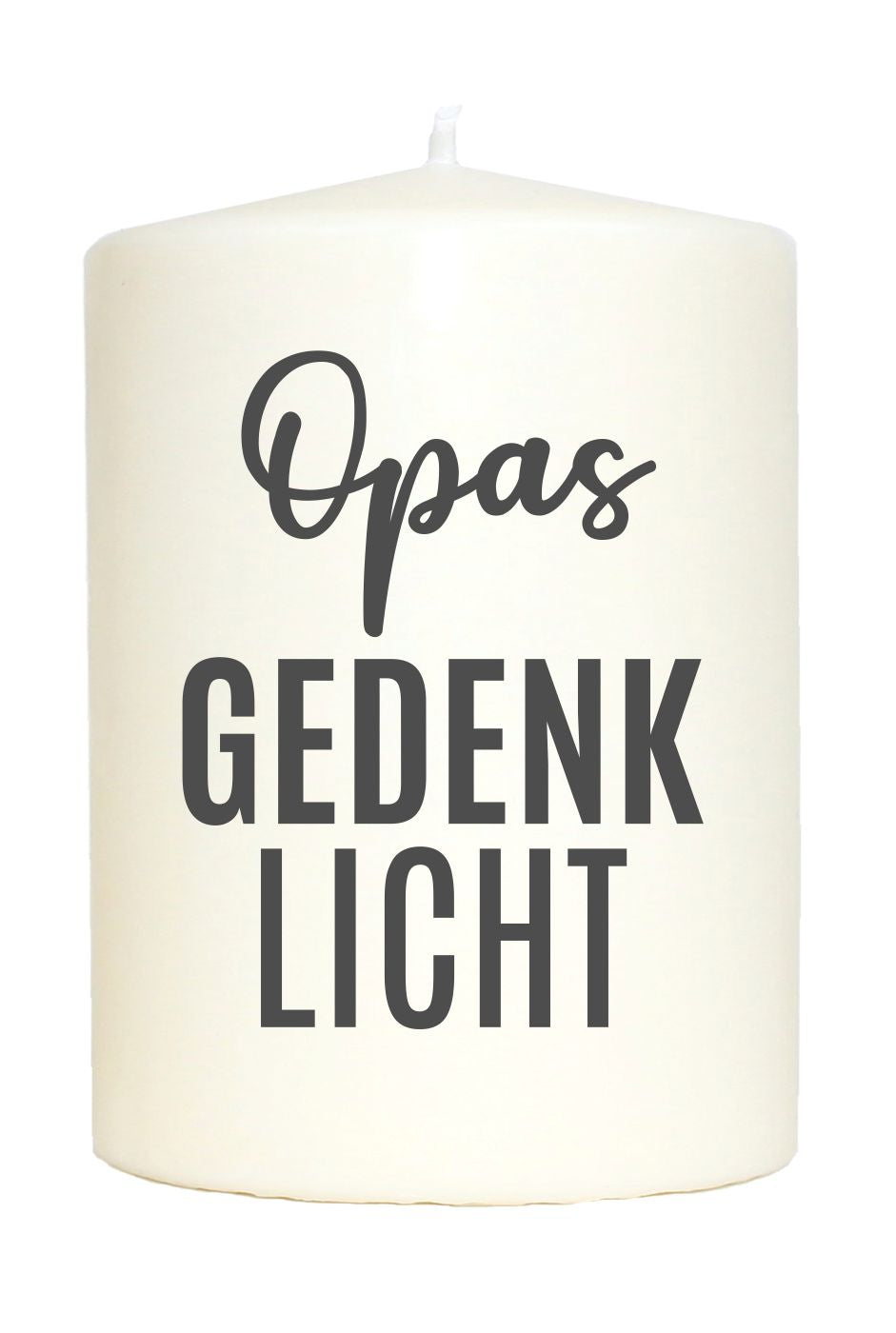 Kleine Spruchkerze weiß, Opas Gedenklicht, Aufdruck grau, 10x7cm, Trauer-Kerze Gedenk-Kerze mit Spruch Motiv-Kerze