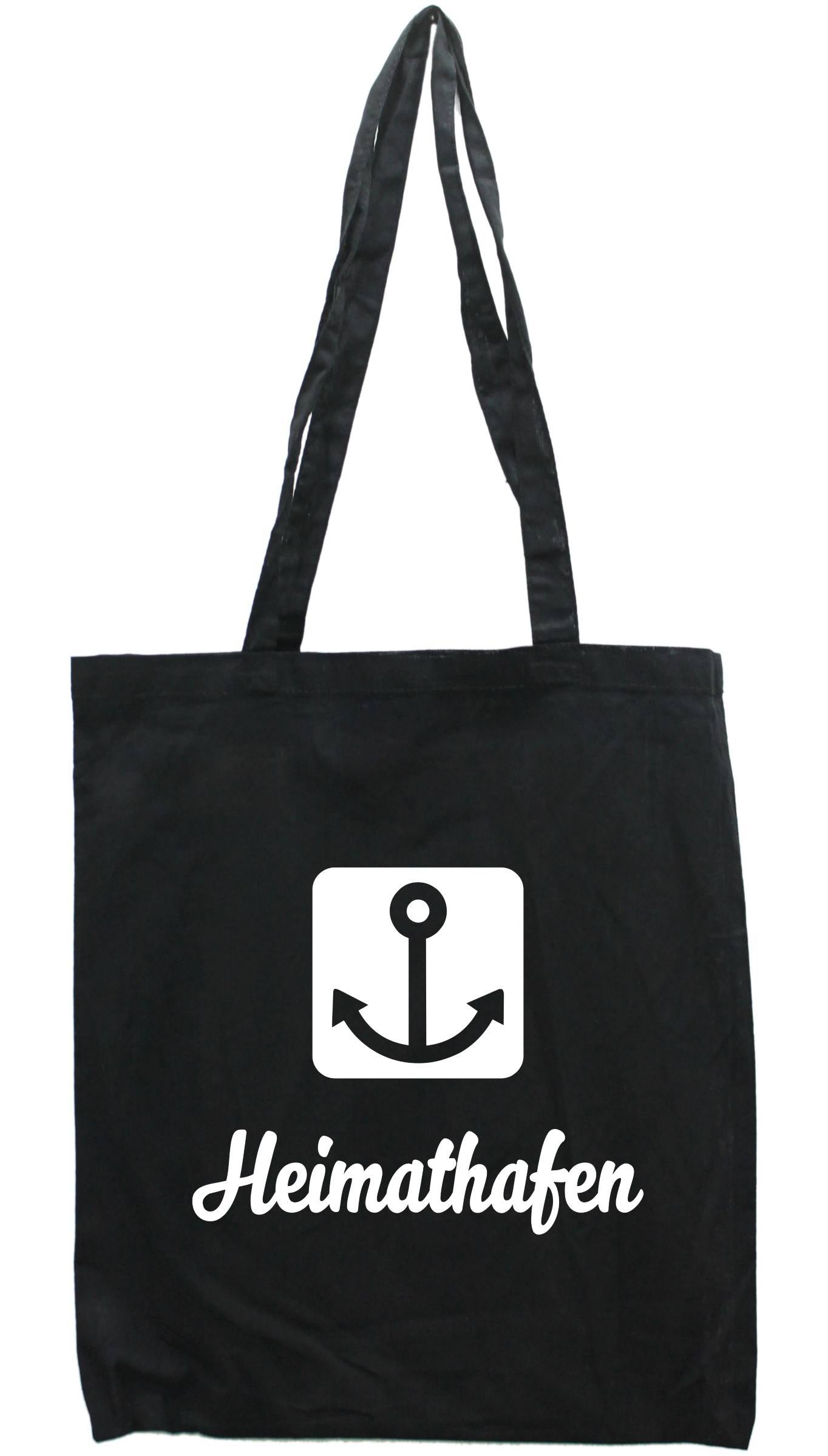 Tasche Heimat-Hafen, Druckfarbe auswählbar, Einkaufs-Beutel schwarz